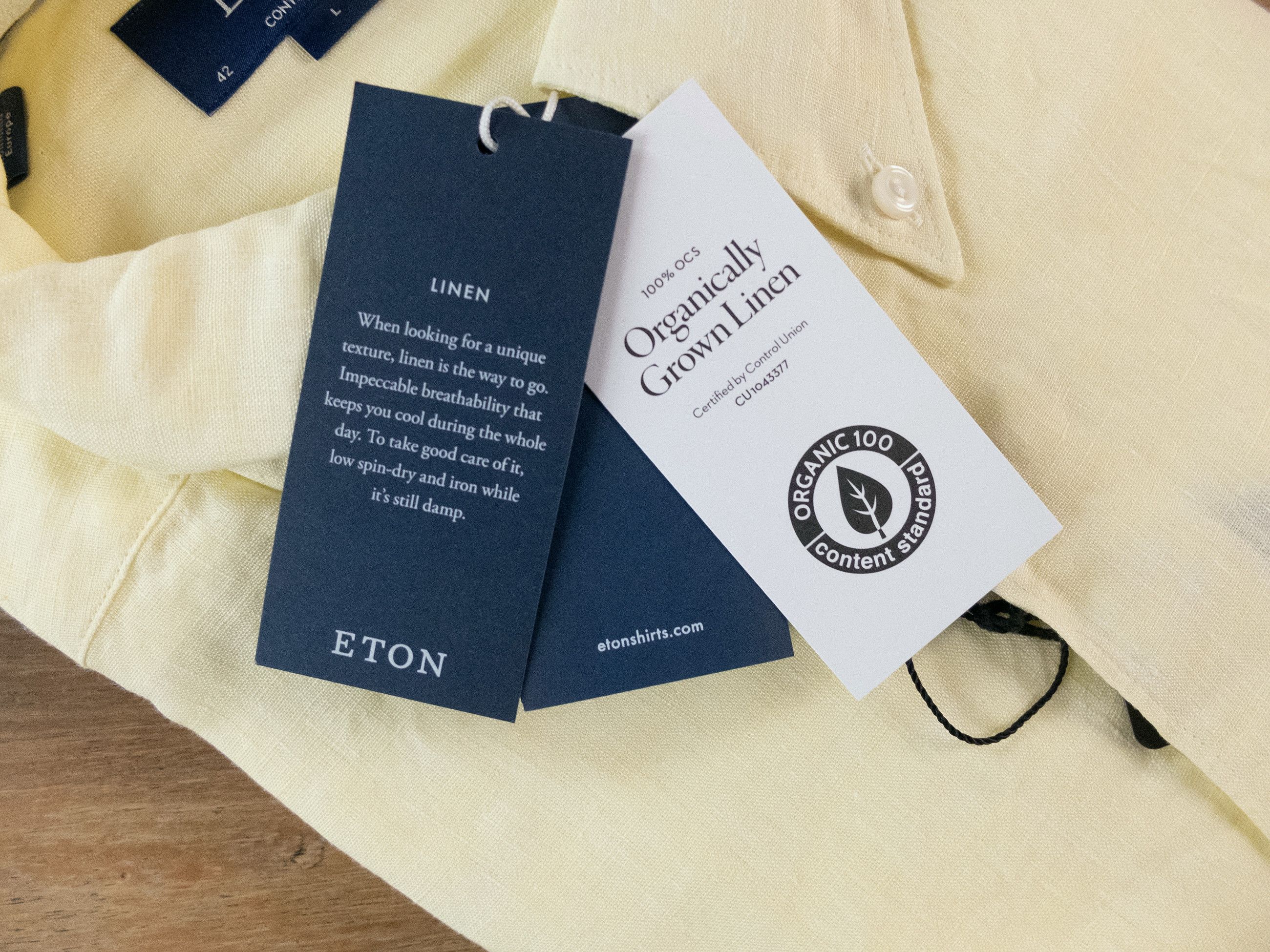 Eton ETON of Sweden contemporary fit yellow linen shirt 42 Large Size US L / EU 52-54 / 3 - 6 Thumbnail