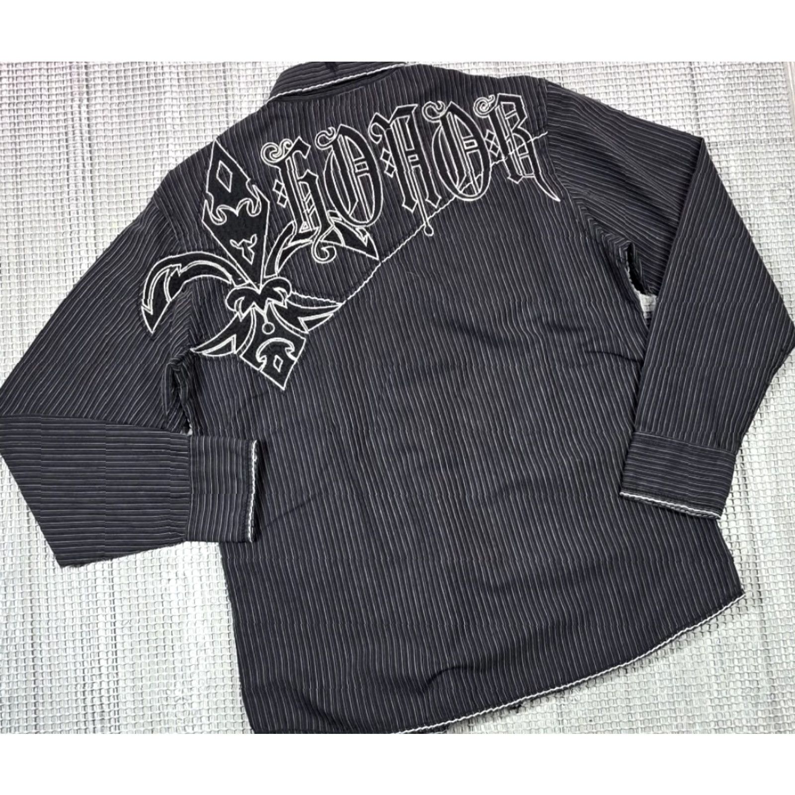 Roar Roar Buckle Shirt Men L Black Striped Button Long Sleeve Big Backside Logo Size US L / EU 52-54 / 3 - 4 Thumbnail