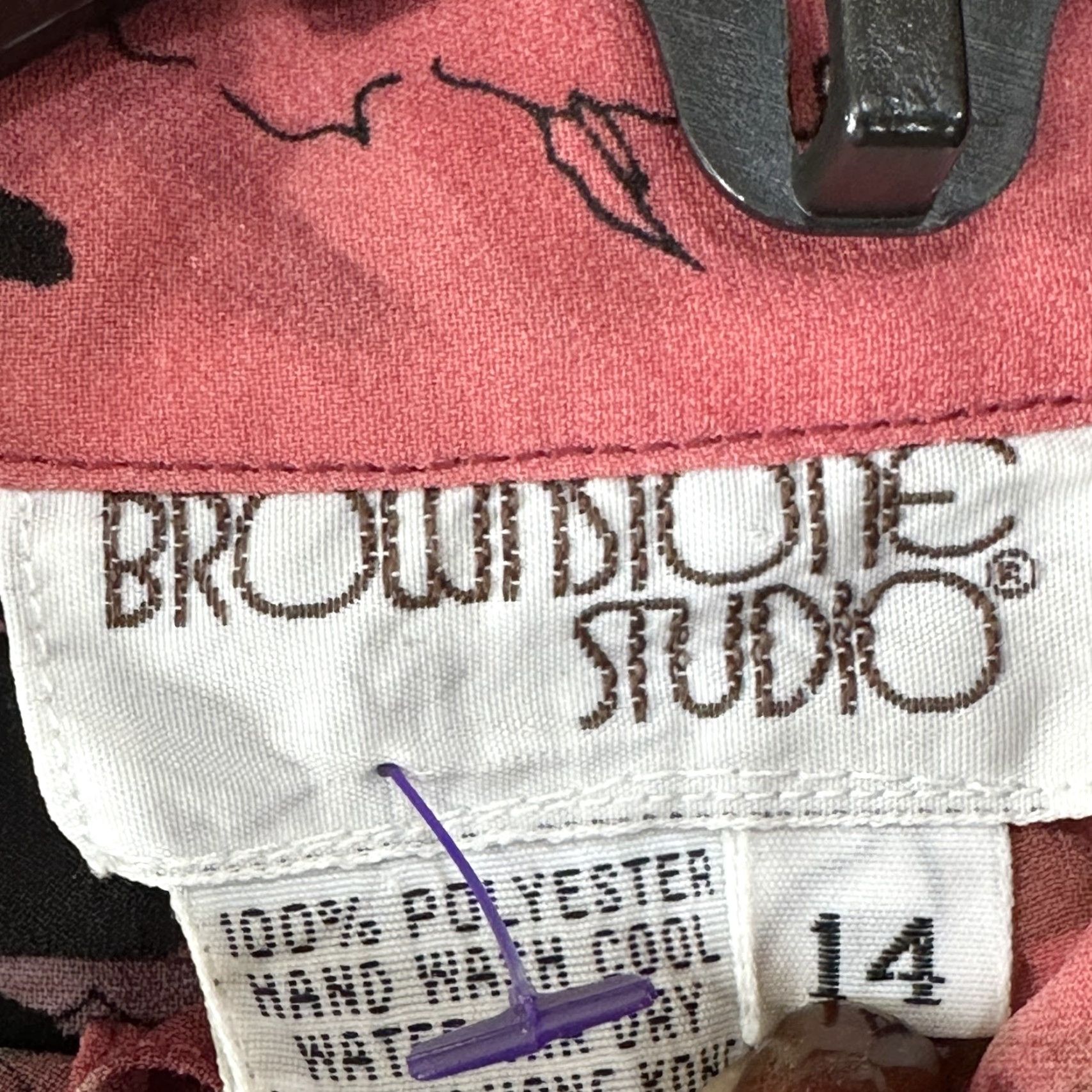 Pinko VINTAGE Browndale Studio Brownstone Blouse Size 14 Pink Black Floral Button-Up 90s Career Women Shirts Womens Size XL / US 12-14 / IT 48-50 - 4 Thumbnail