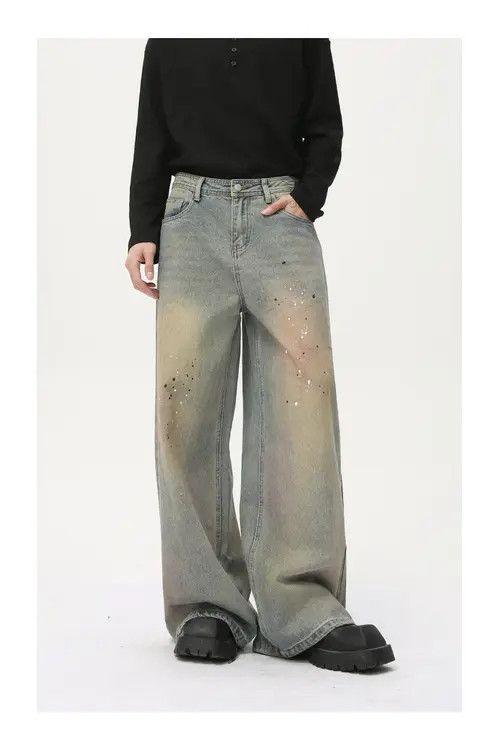 VIBE Street style distressed dirty ink-splashed jeans Size US 32 / EU 48 - 8 Thumbnail
