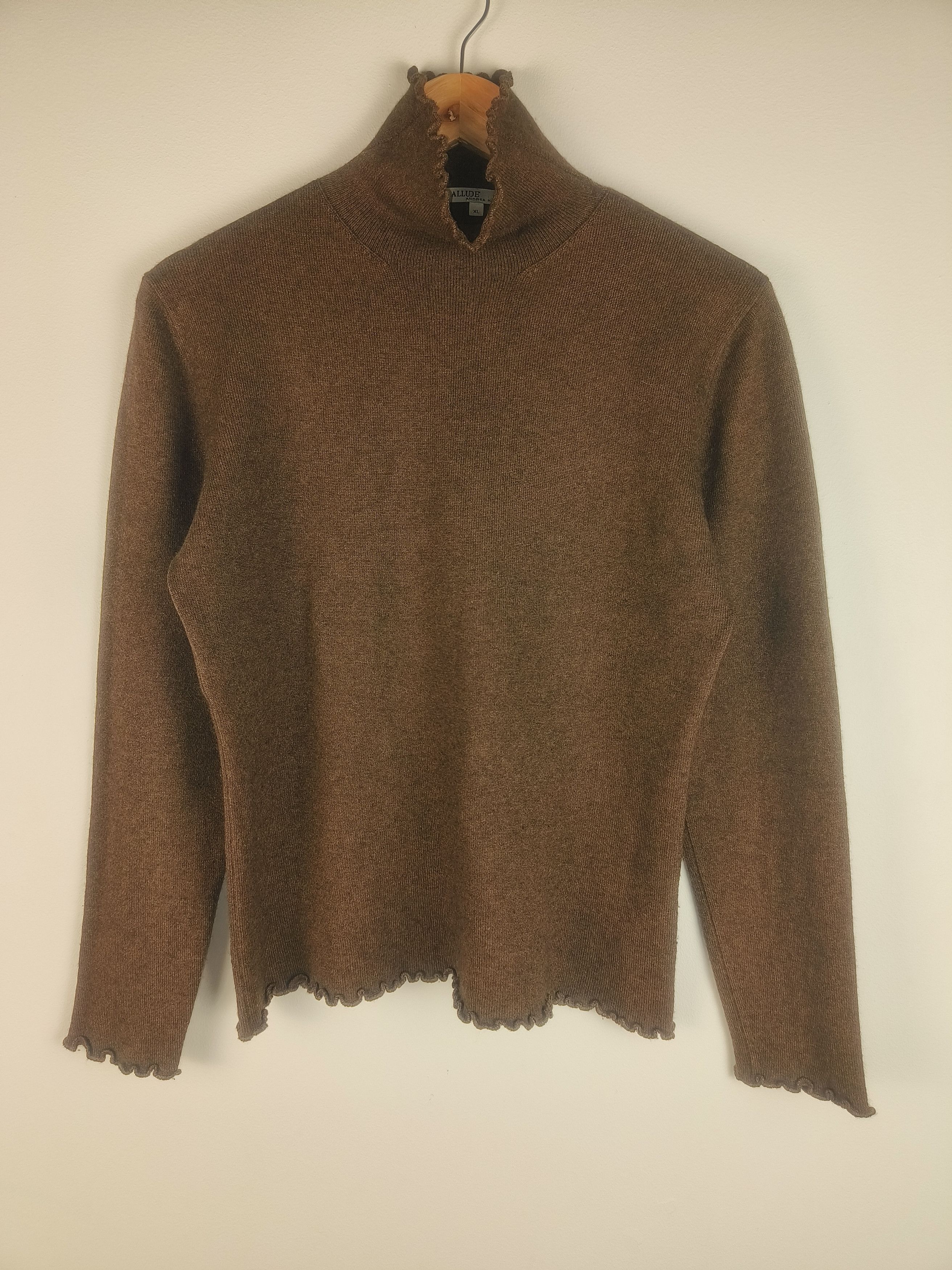 Vintage Allude by Andrea Karg Silk Cashmere Mock Neck Sweater Size XL / US 12-14 / IT 48-50 - 1 Thumbnail