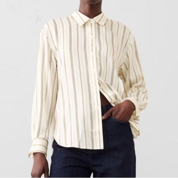Banana Republic Banana Republic Classic Perfect Silky Shirt Stripe Size M Size M / US 6-8 / IT 42-44 - 1 Thumbnail