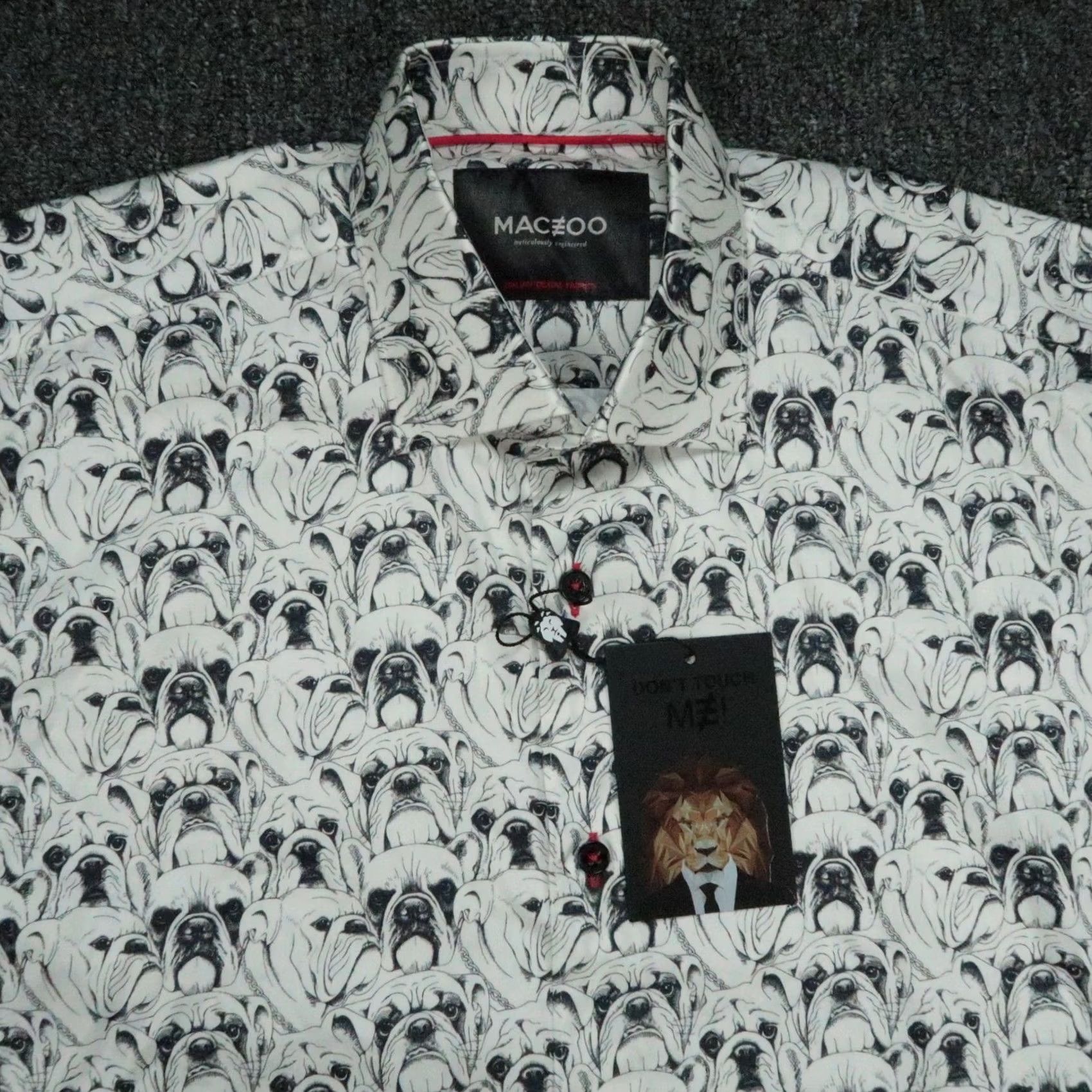 Maceoo Maceoo Shirt Mens Medium White Fibonacci Bulldog Print Long Sleeve Button Up Shirt Size US M / EU 48-50 / 2 - 2 Thumbnail