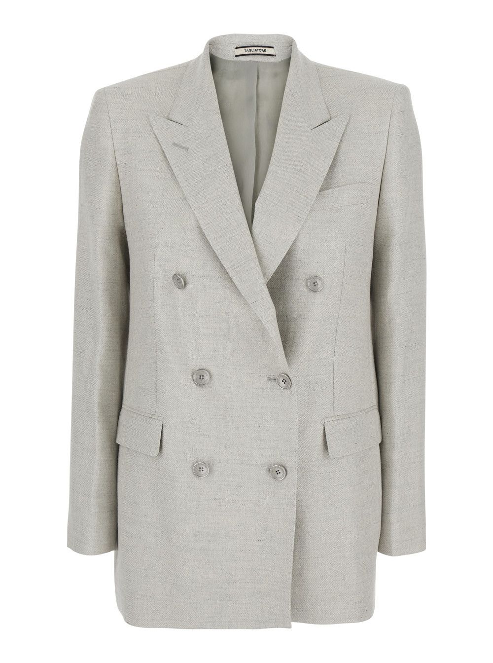 Tagliatore JASMINE SILK WOOL Jacket with Collar and Front Closure in White Women Size L / US 10 / IT 46 - 1 Thumbnail