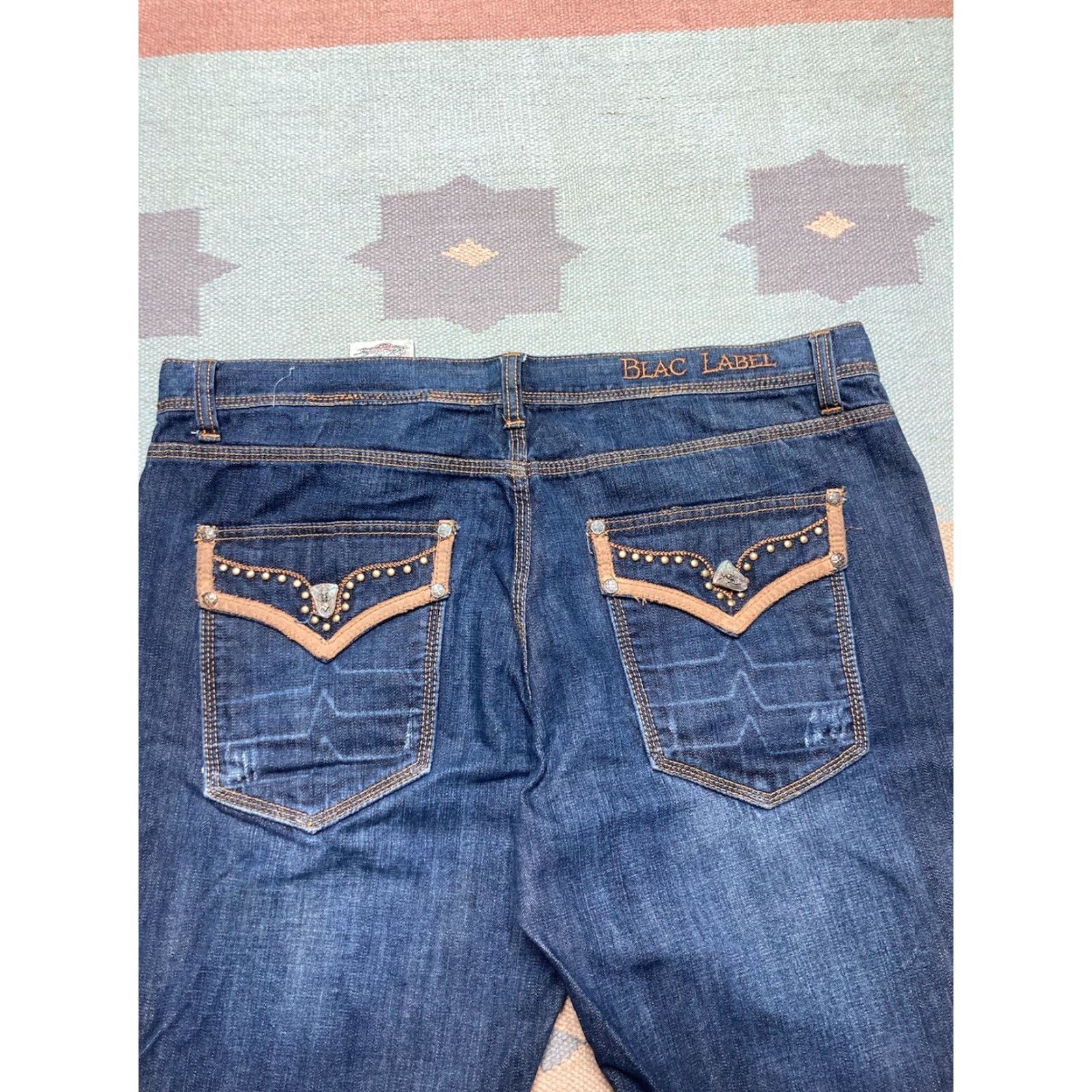 Vintage VINTAGE Blac Label Jeans Men 42x34 Baggy Wide-Leg Hip Hop Studded Blue 90s Grunge Safety? Size US 42 / EU 58 - 3 Thumbnail