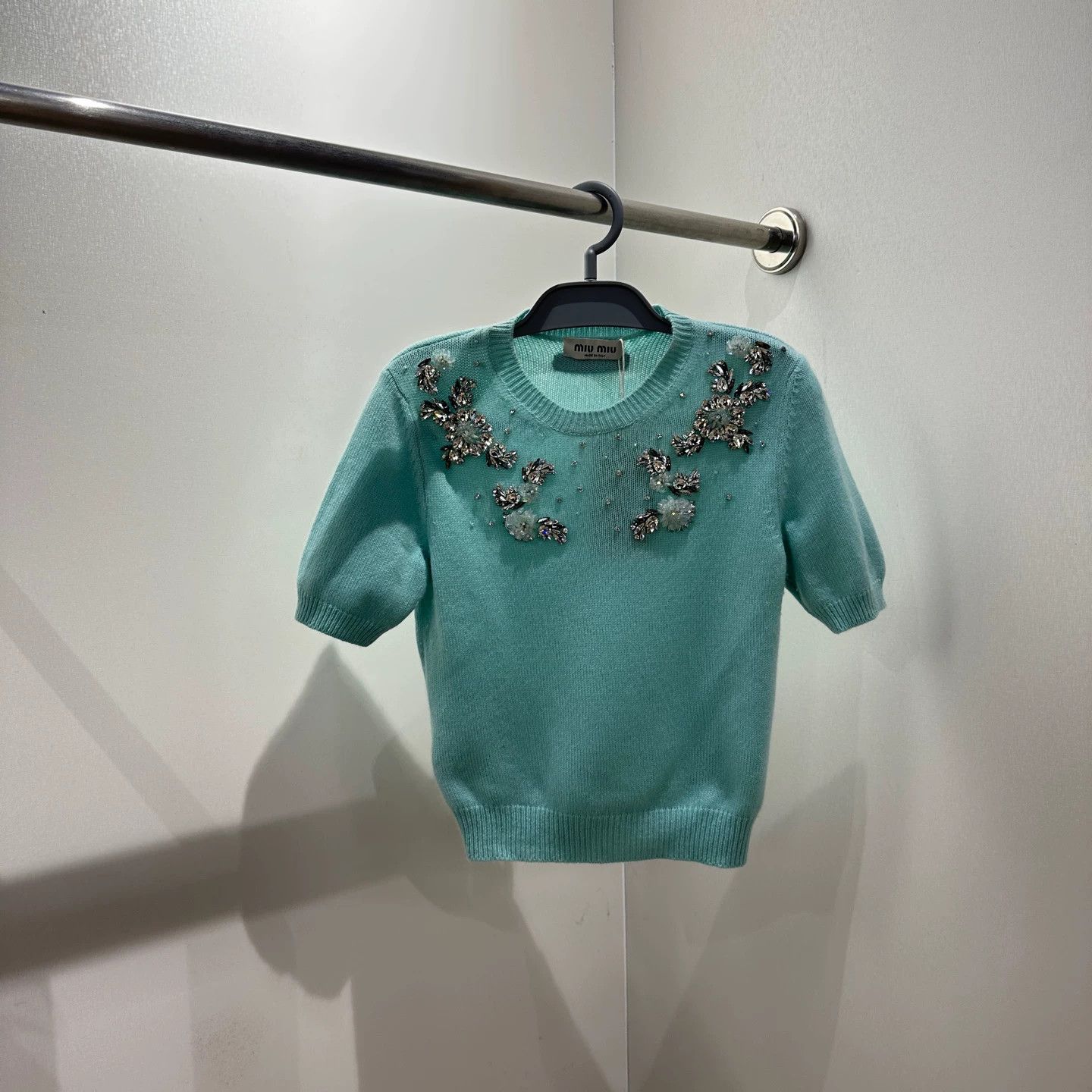 Miu Miu MIU MIU may626 Crystal Lagoon Blue Cashmere Knit SS 38W Size XS / US 0-2 / IT 36-38 - 1 Thumbnail