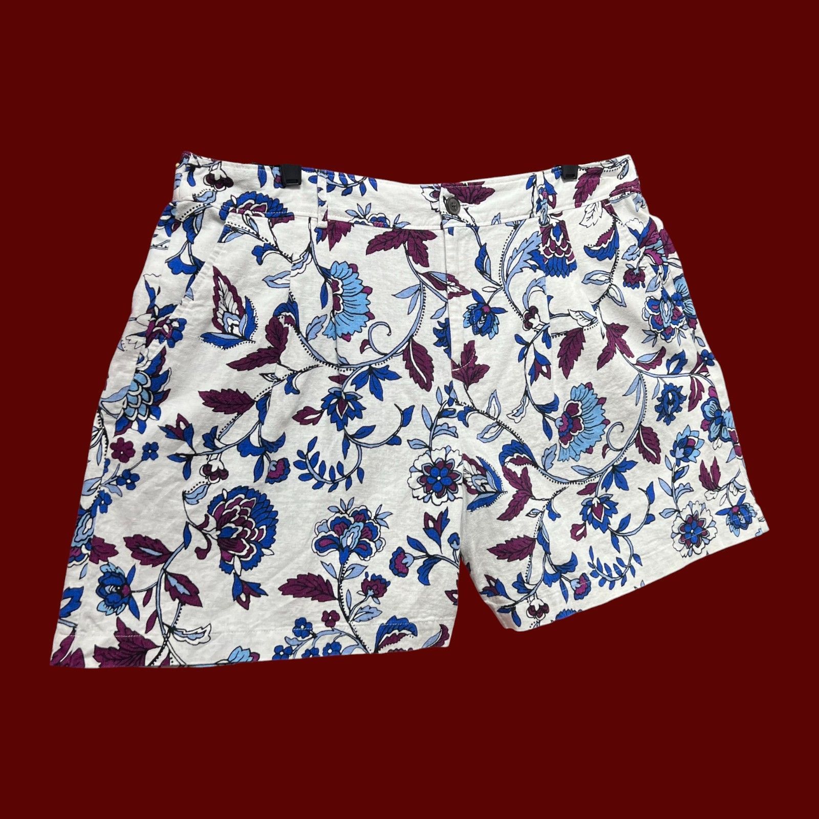 Other Liz Claiborne - Women's Mid-Rise Pleated Short - White Flora Size 36" / US 14 / IT 50 - 19 Thumbnail
