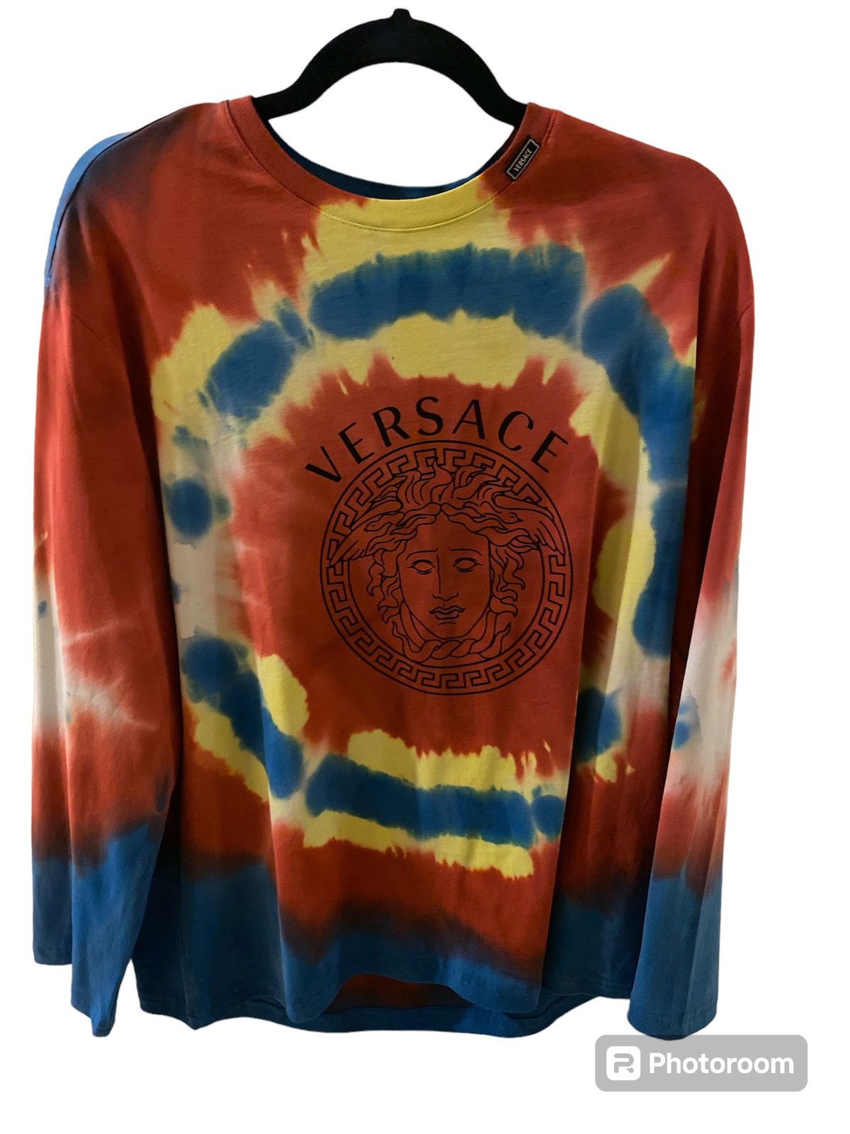 image of Long Sleeve Versace Tye Dye T-Shirt, Men's (Size Small)