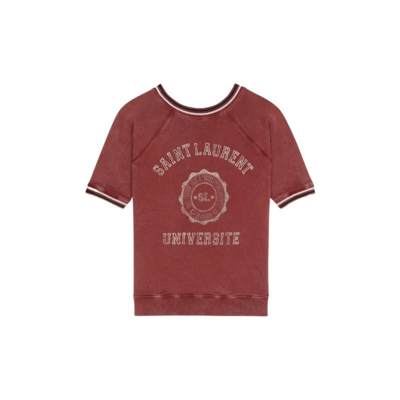 Saint Laurent Paris o1b1hav111124 Université Sweatshirt in Red Size L / US 10 / IT 46 - 1 Thumbnail