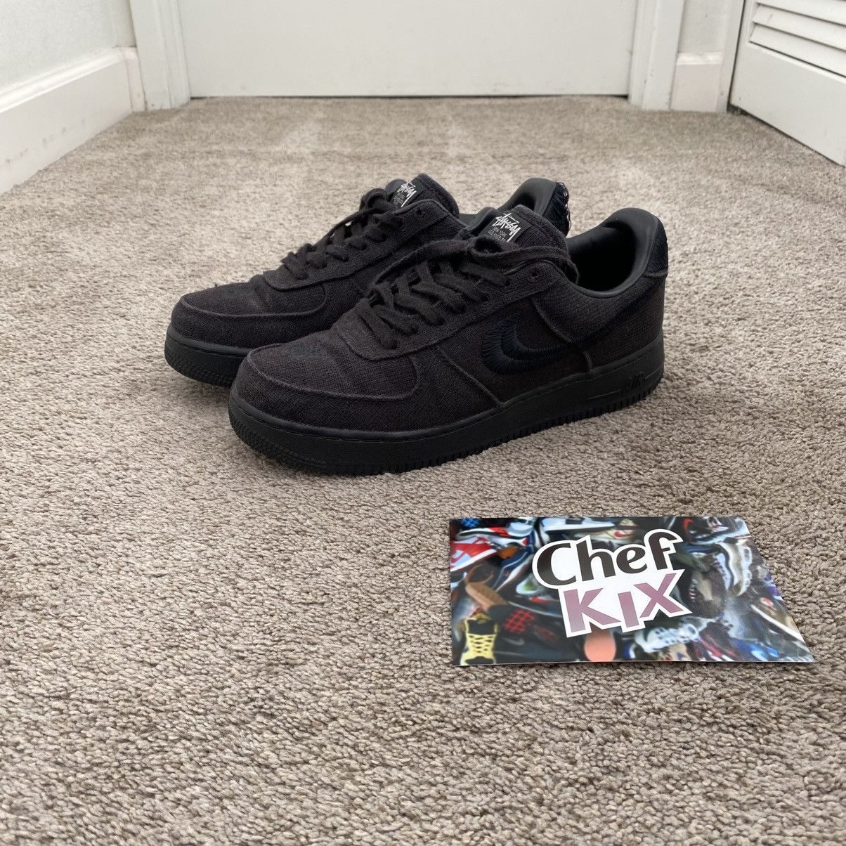 Nike × Stussy Stussy Nike Air Force 1 Low Black Hemp Sz 8.5 Size US 8.5 / EU 41-42 - 1 Thumbnail