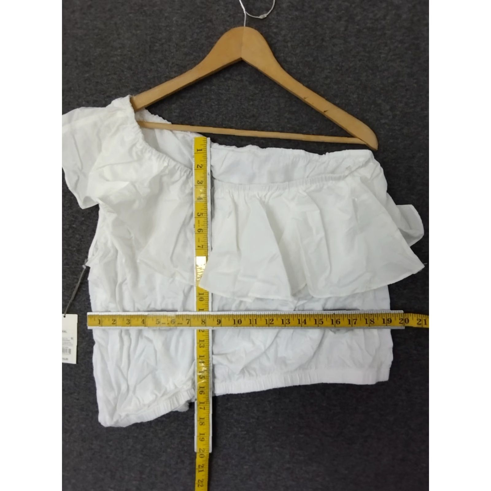 Vintage A New Day Women's Blouse Off the Shoulder XS-2XL XXL White Ruffle Sleeveless Bohemian Casual Compact Shirt Size XXL / US 16-18 / IT 52-54 - 4 Thumbnail