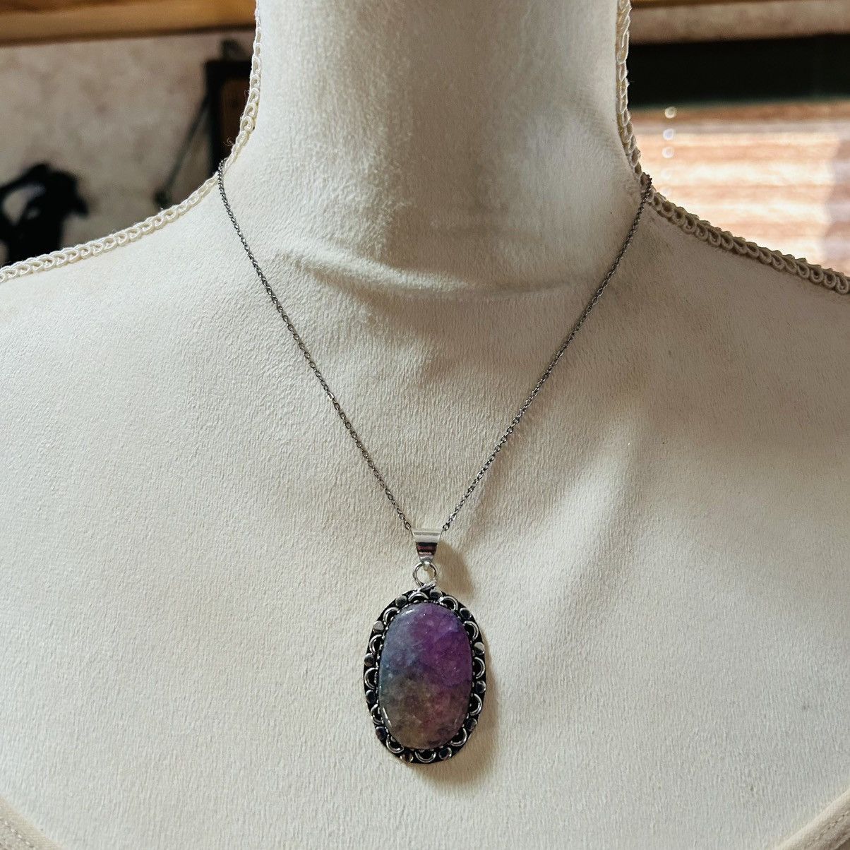 Handmade Handcrafted oval crackle quartz dogtooth 925 necklace Size ONE SIZE - 3 Thumbnail