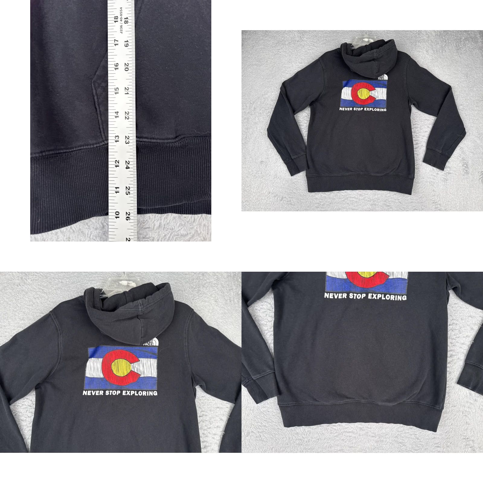 The North Face The North Face Hoodie Mens Small Black Colorado Flag Graphic Print Fleece Jacket Sweatshirt Size US S / EU 44-46 / 1 - 9 Thumbnail