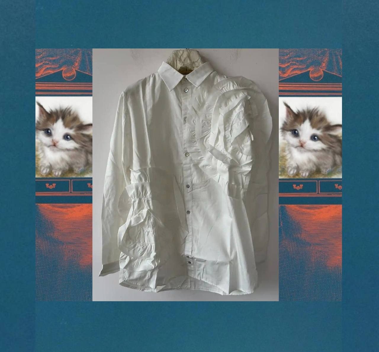 image of Aleksandr Manamis Cotton Shirt With Frills in White, Women's (Size Small)