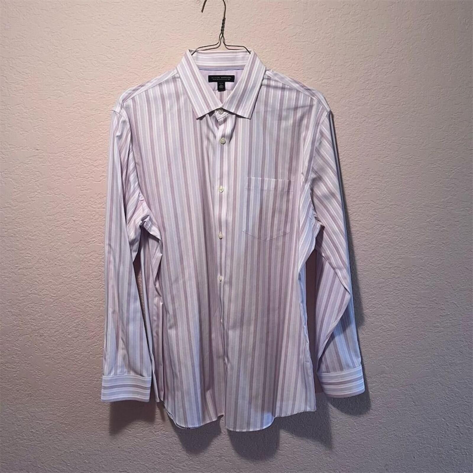 Banana Republic Banana Republic Non-Iron Classic Fit Striped Dress Shirt XL Size 44R - 3 Thumbnail