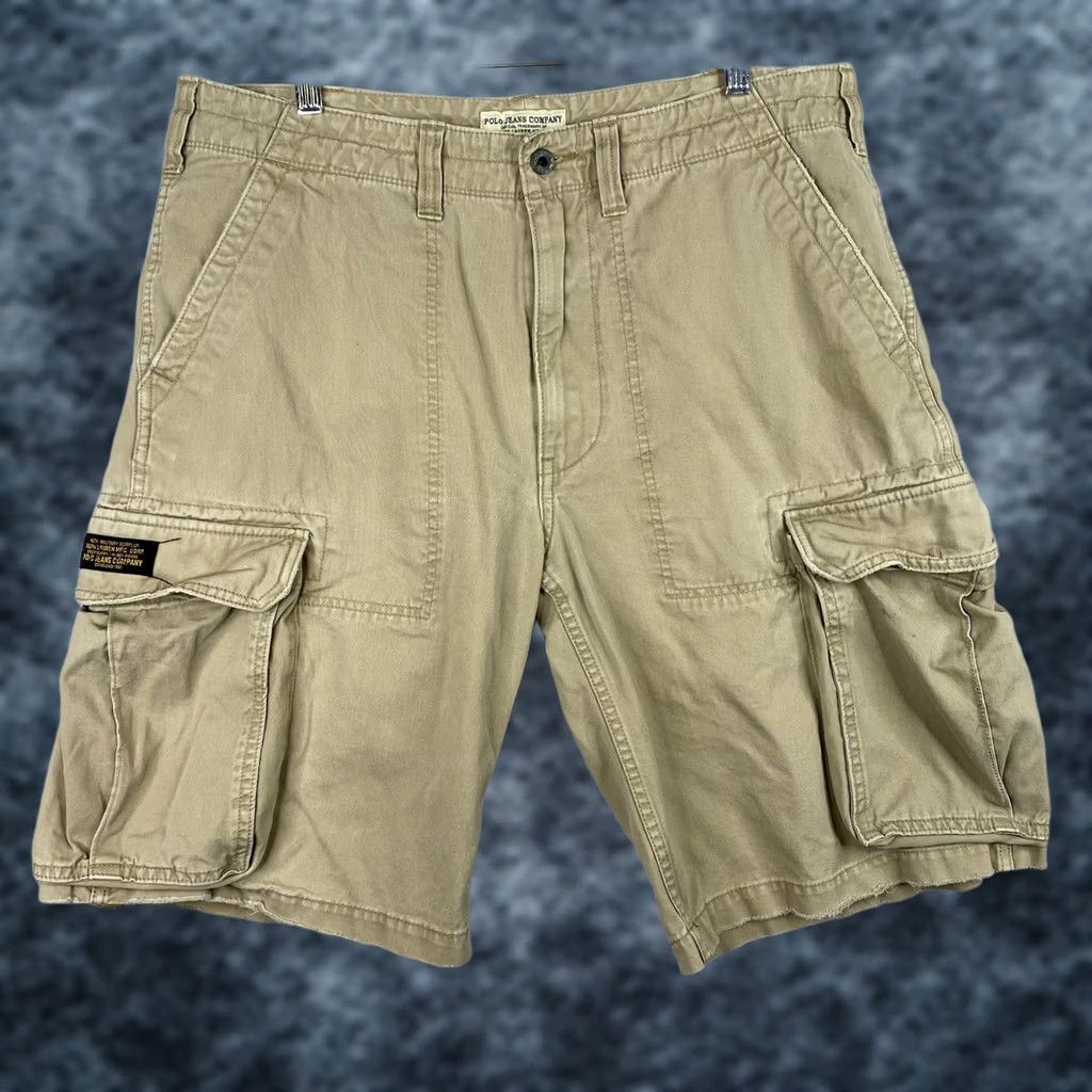 Ralph Lauren VINTAGE Ralph Lauren POLO JEANS CO Cargo Shorts 36 Beige Distressed Grunge Men Cargo Pocket Beig e/Cargo/Grunge Mens Size US XL / EU 56 / 4 - 1 Thumbnail