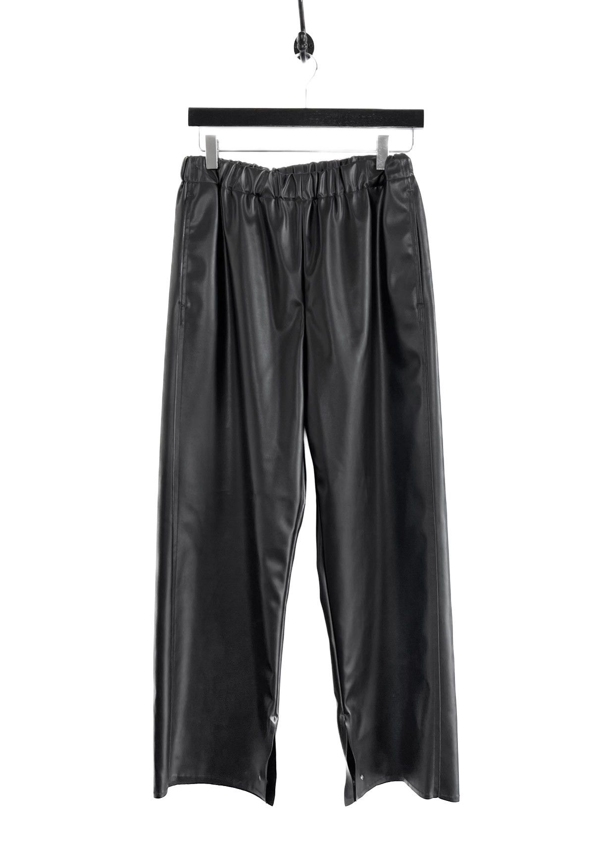 Maison Margiela MM6 Black Faux Leather Wide Leg Trousers Size 26" / US 2 / IT 38 - 1 Thumbnail