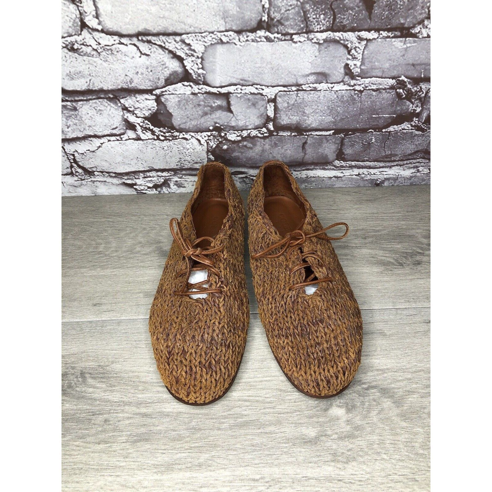 Cole Haan Cole Haan Resort Brown Leather Woven Basket Weave Woven Lace Size US 7.5 / IT 37.5 - 16 Thumbnail