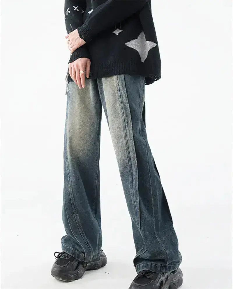 Japanese Brand Retro loose wide leg patchwork jeans Size US 32 / EU 48 - 4 Thumbnail