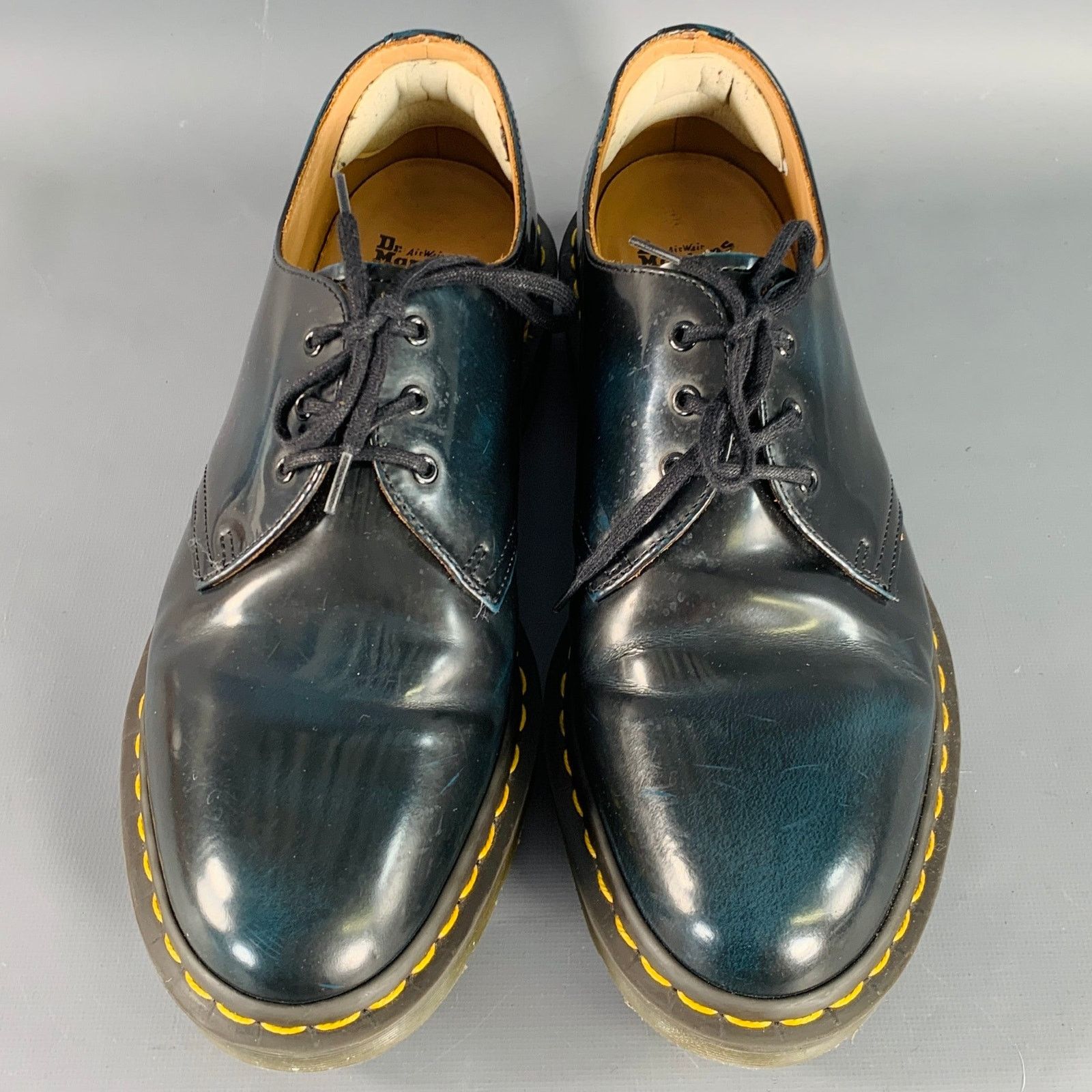 Dr. Martens DOC MARTENS Navy Patent Leather Derby Lace-Up Shoes Size US 10 / EU 43 - 4 Thumbnail