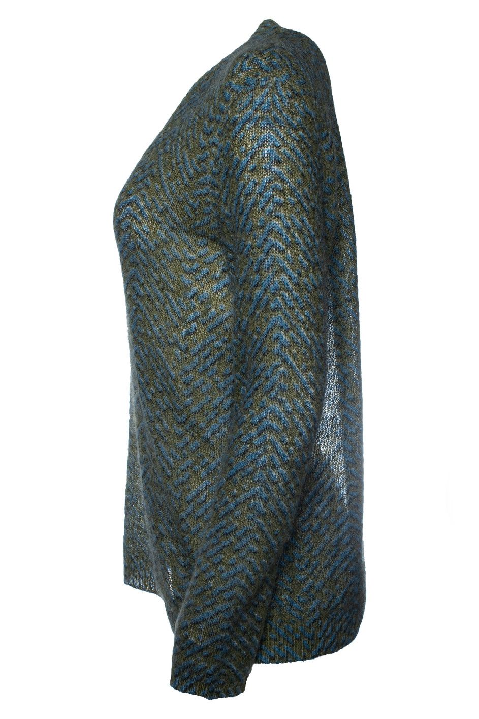 Prada Prada, blue and green printed v neck sweater Size M / US 6-8 / IT 42-44 - 2 Thumbnail