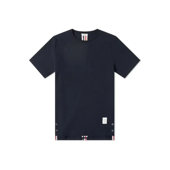 Thom Browne Thom Browne Navy Stripe Cotton Crew Neck T-Shirt Size US M / EU 48-50 / 2 - 1 Thumbnail