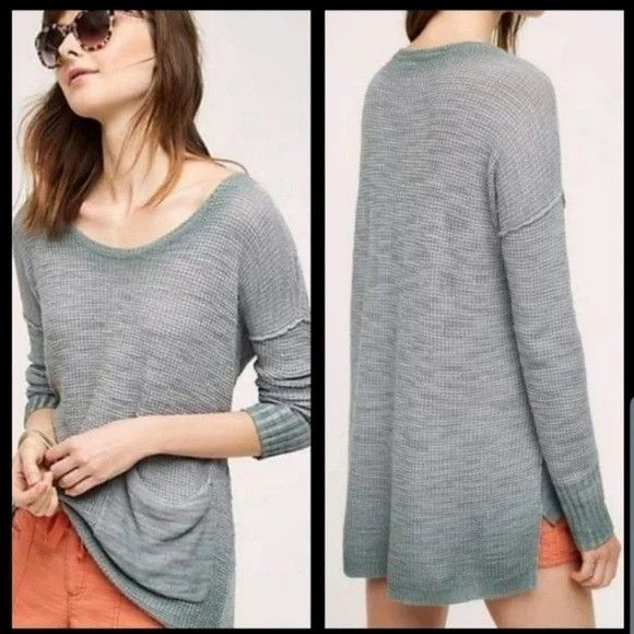 Anthropologie Moth S Ombre Green Blue Sweater Pocket Anthropologie UPTOWN Size S / US 4 / IT 40 - 1 Thumbnail