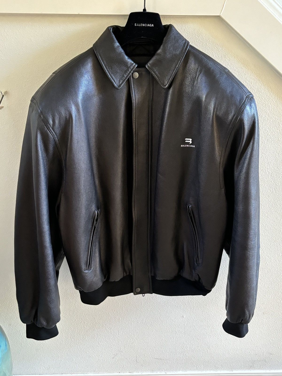 Image of Balenciaga Sporty B Taxi Blouson Jacket in Black, Men's (Size Small)