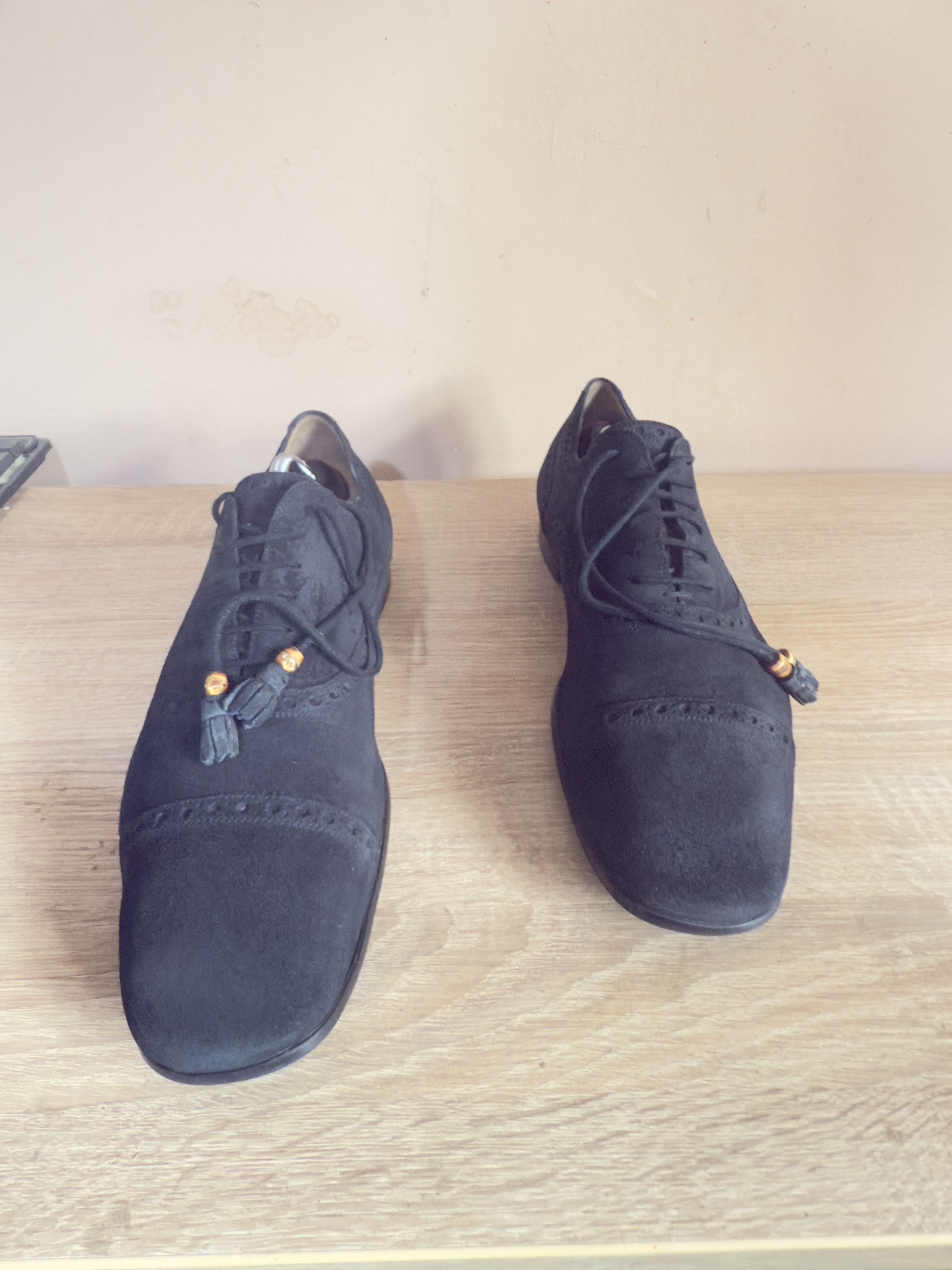Gucci 🔥 Loafers gucci derby classic suede navy blue bamboo laces Size US 13 / EU 46 - 1 Thumbnail
