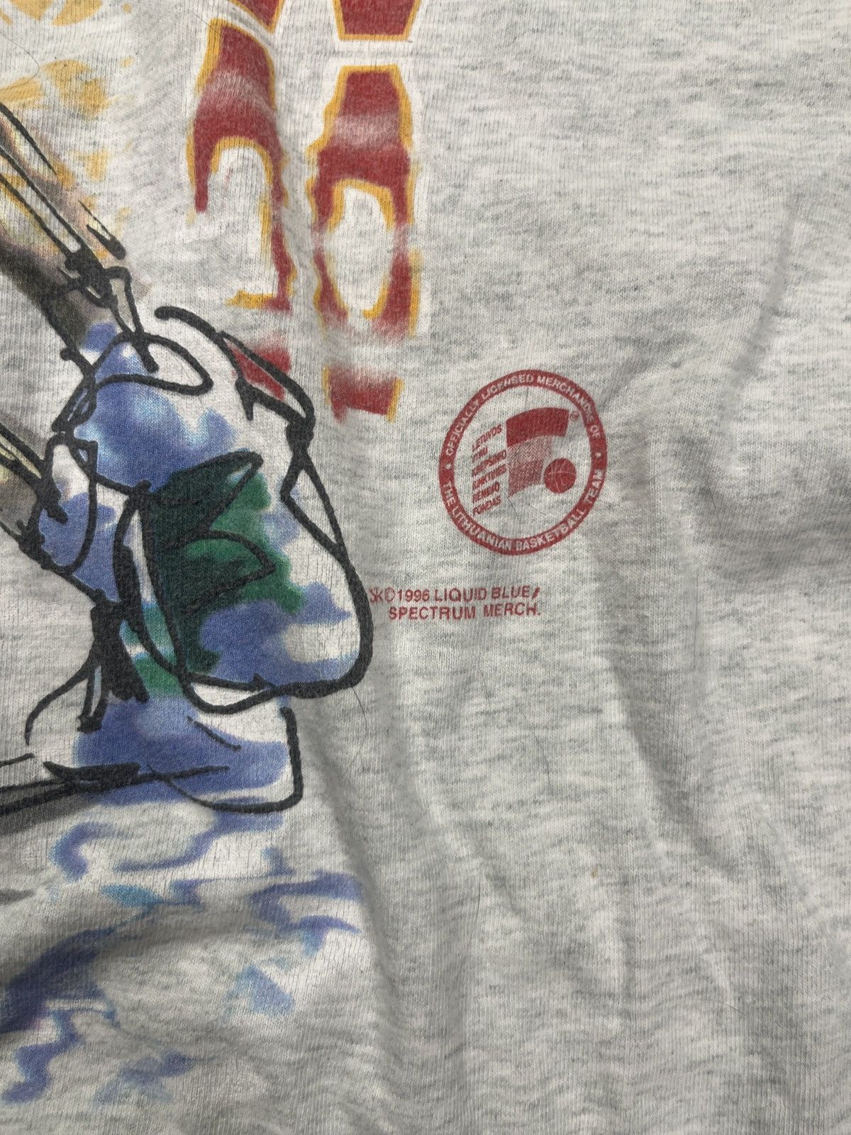 Band Tees × Liquid Blue × Vintage VTG 96 Greatfuldead Lithuania Basketball Team Tee Rare Size US XL / EU 56 / 4 - 3 Thumbnail