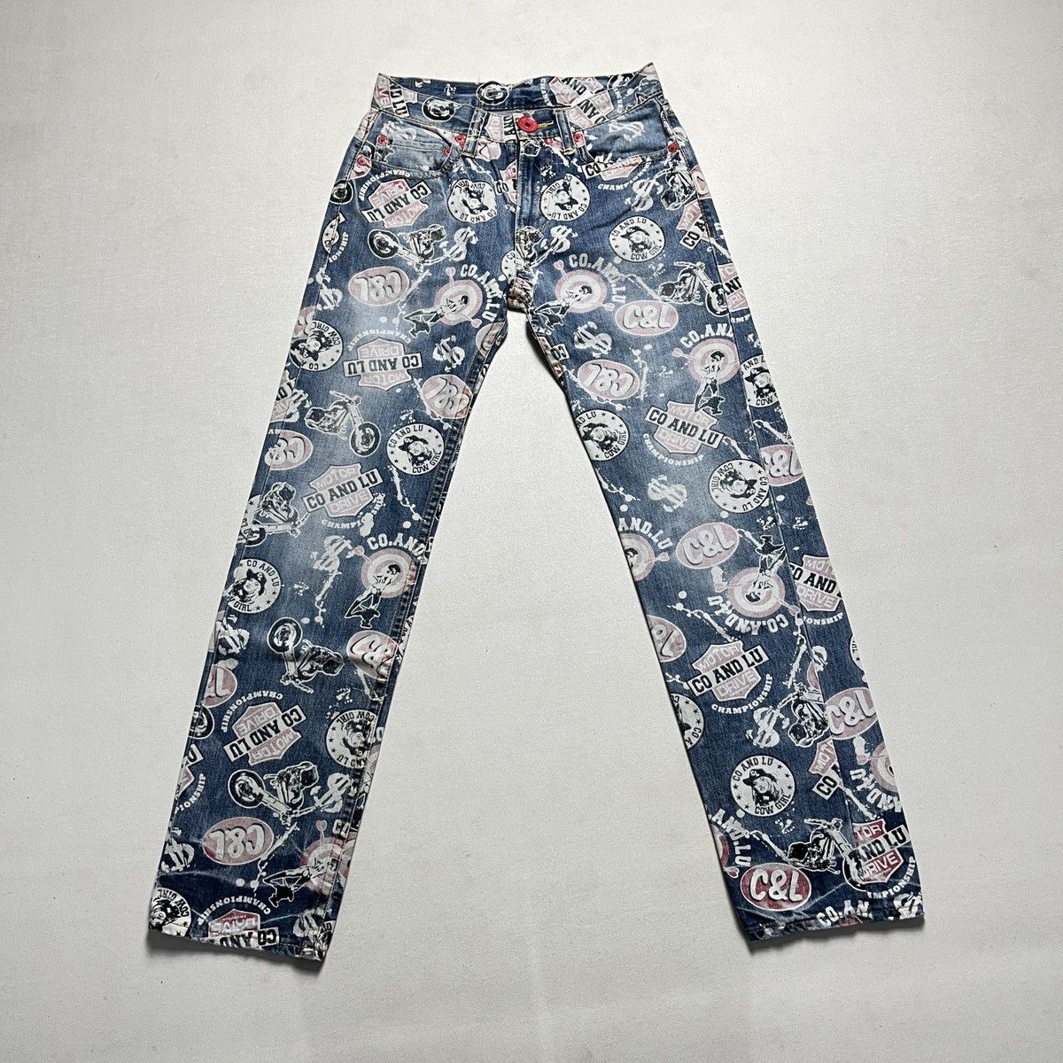 Japanese Brand Vintage co and lu all over print denim Size US 28 / EU 44 - 1 Thumbnail