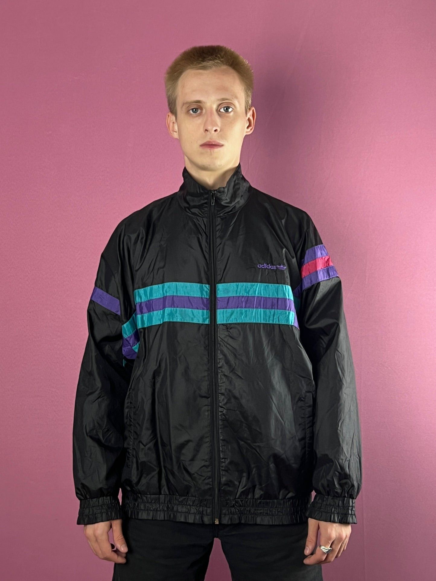 Adidas × Vintage Adidas Originals Vintage Men's Striped Windbreaker Jacket M Size US M / EU 48-50 / 2 - 2 Thumbnail