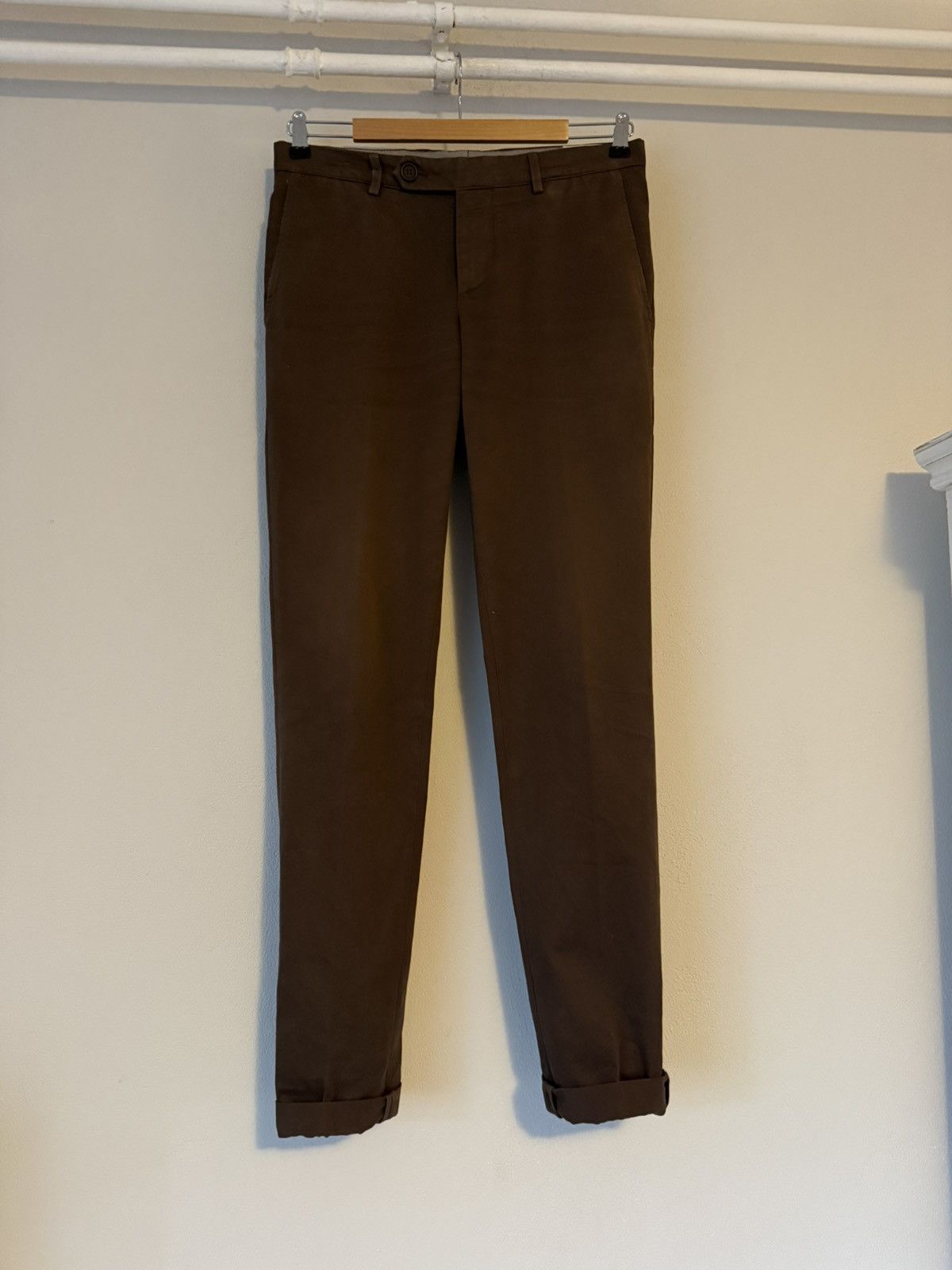 Brunello Cucinelli Brown Cotton-Blend Trousers (Slim Tapered) Size US 30 / EU 46 - 1 Thumbnail