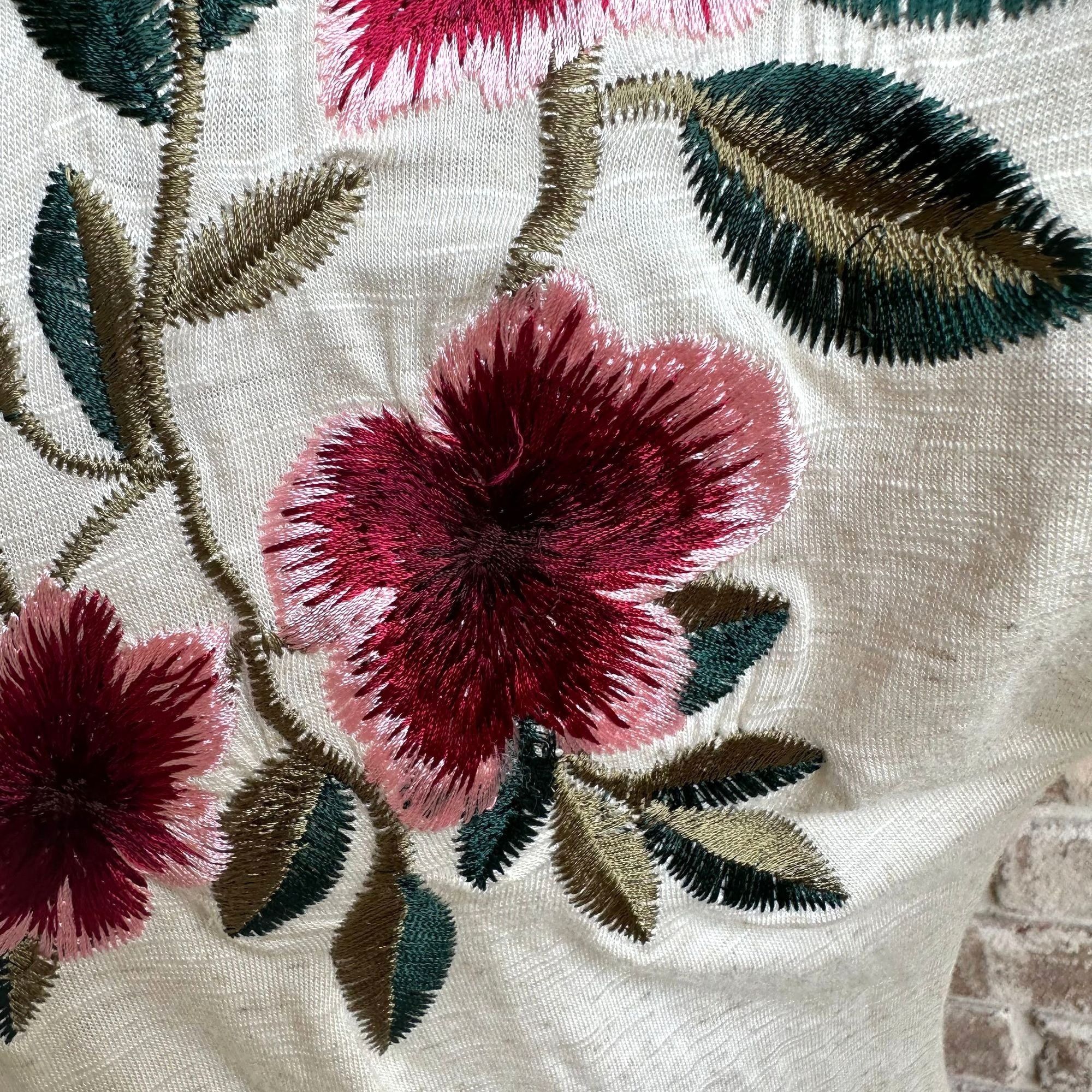 Other Adiva Embroidered Top Medium Cream Textured Floral Size M / US 6-8 / IT 42-44 - 7 Thumbnail