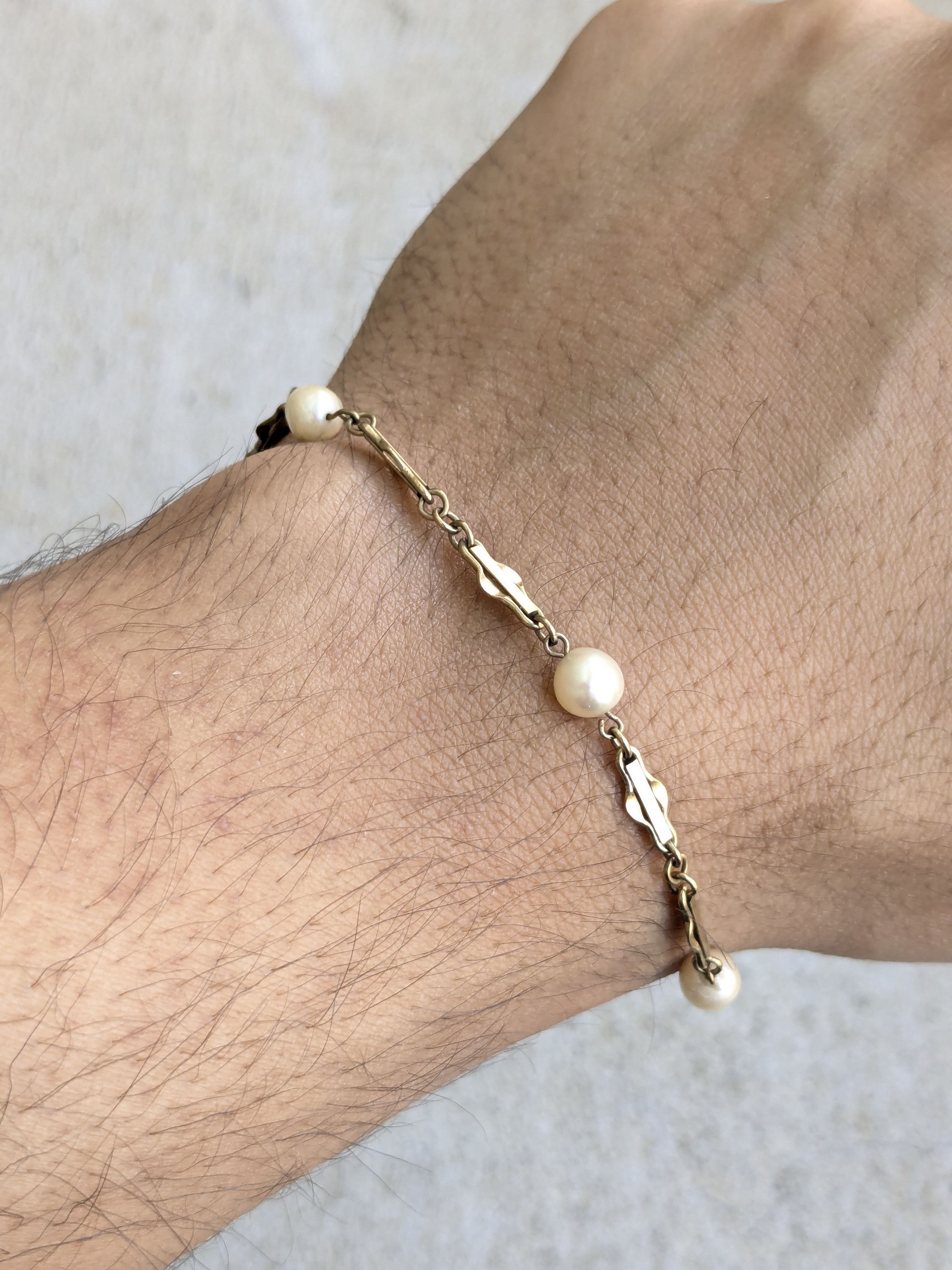 Jewelry × Vintage Vintage Gold Bracelet Pearl Bracelet 1/20 12k GF 7.5" Size ONE SIZE - 7 Thumbnail