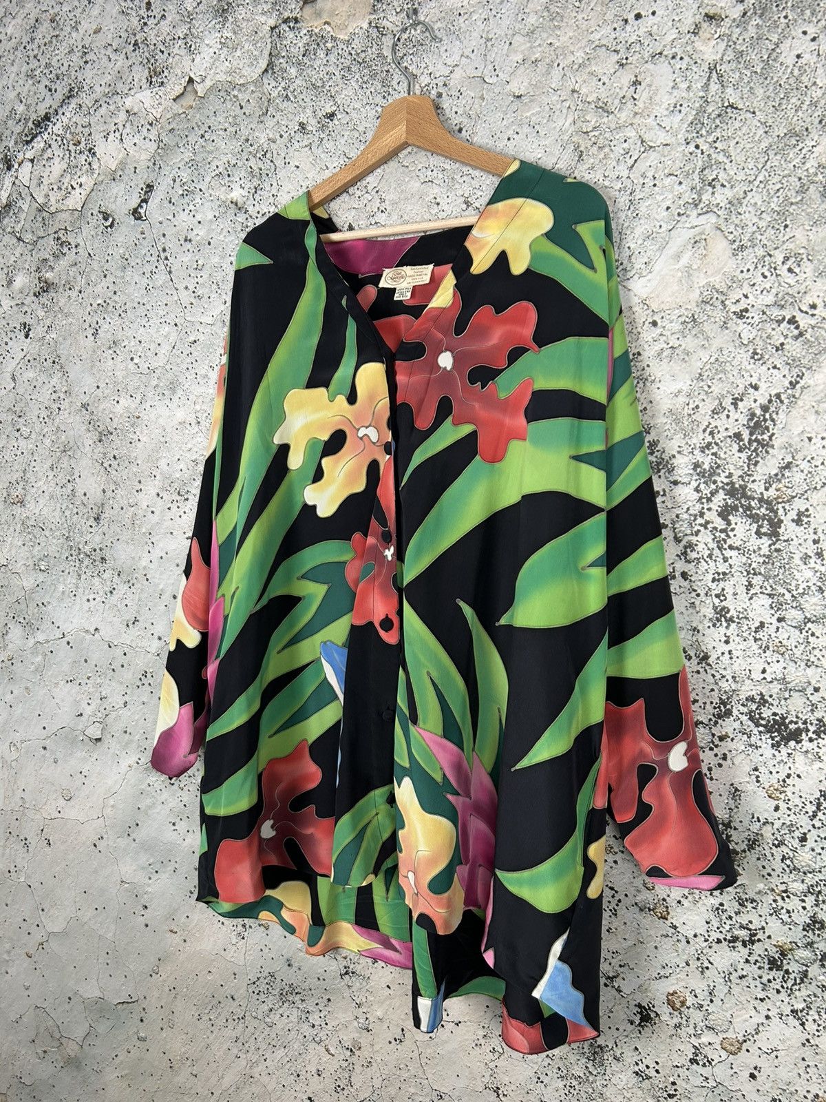 Other Vintage Silk Shirt Floral 90s Archival Grunge Punk Skate Size US XL / EU 56 / 4 - 2 Thumbnail