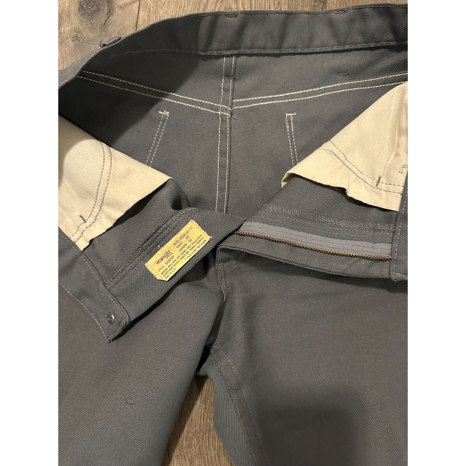 Wrangler Vintage 90s Polyester Wrangler Old School Khakis Gray 33x30 Size US 33 - 10 Thumbnail