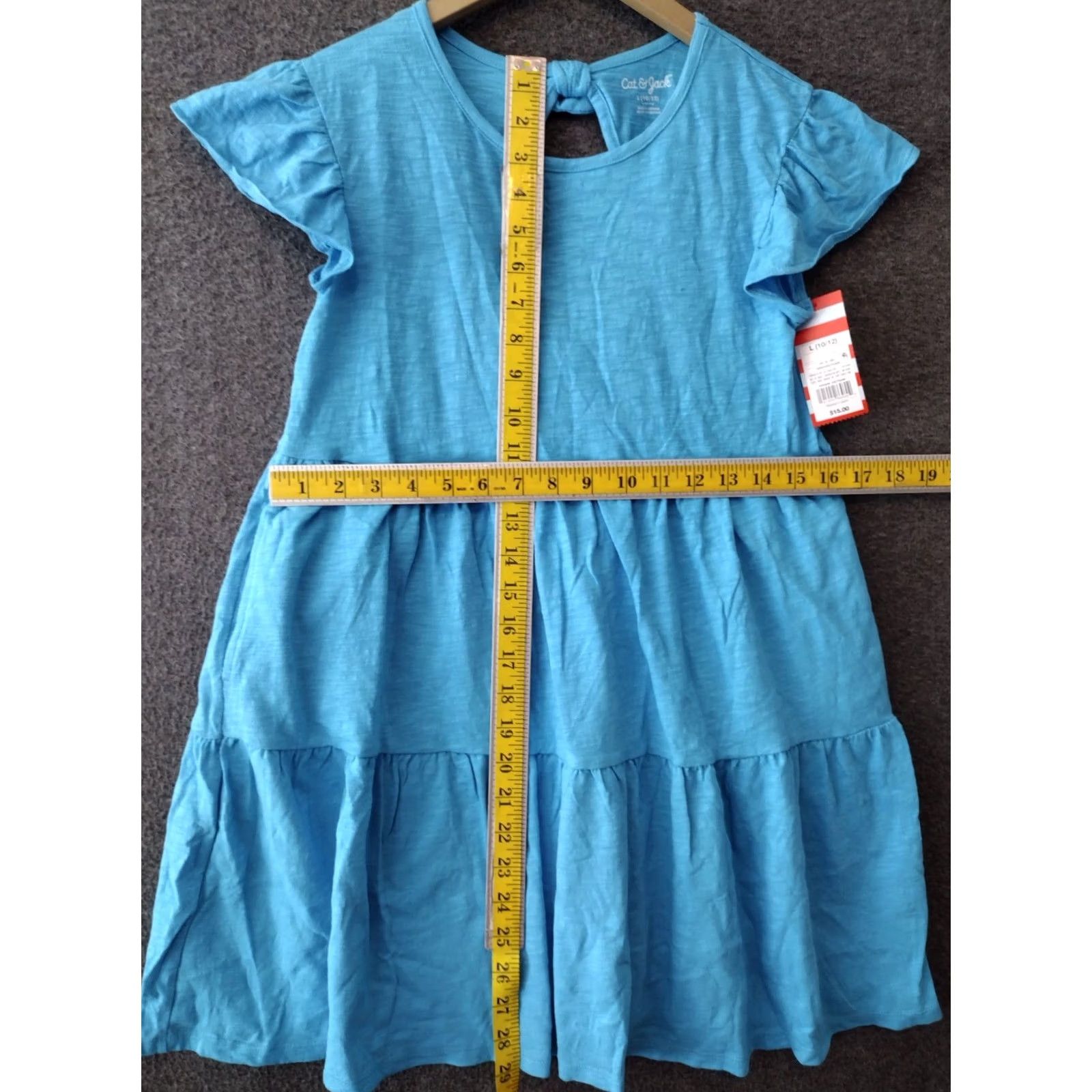 Vintage Cat & Jack Girls Dress L Turquoise Fit & Flare Mini Cap Sleeve Casual, Travel Size L / US 10 / IT 46 - 4 Thumbnail