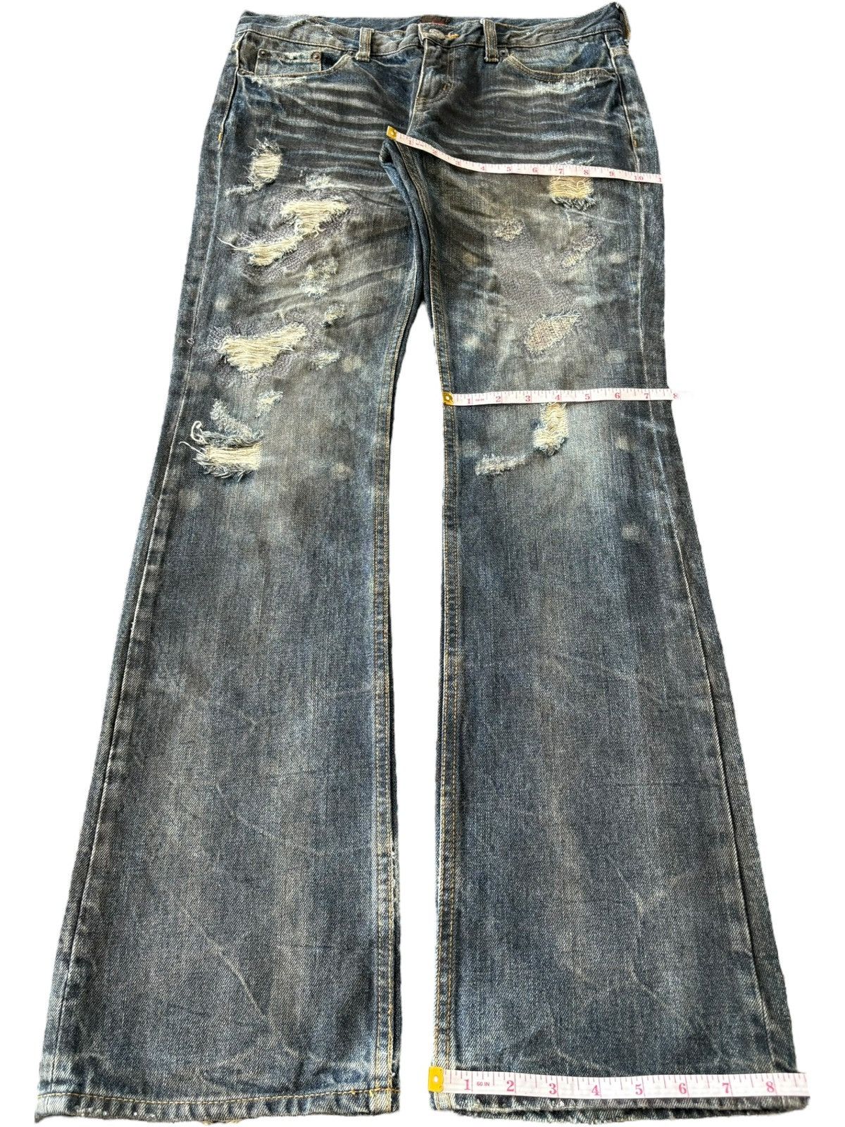 JACKROSE Vintage Japanese Jackrose Vomit Distressed Flare Jeans Size US 33 - 9 Thumbnail