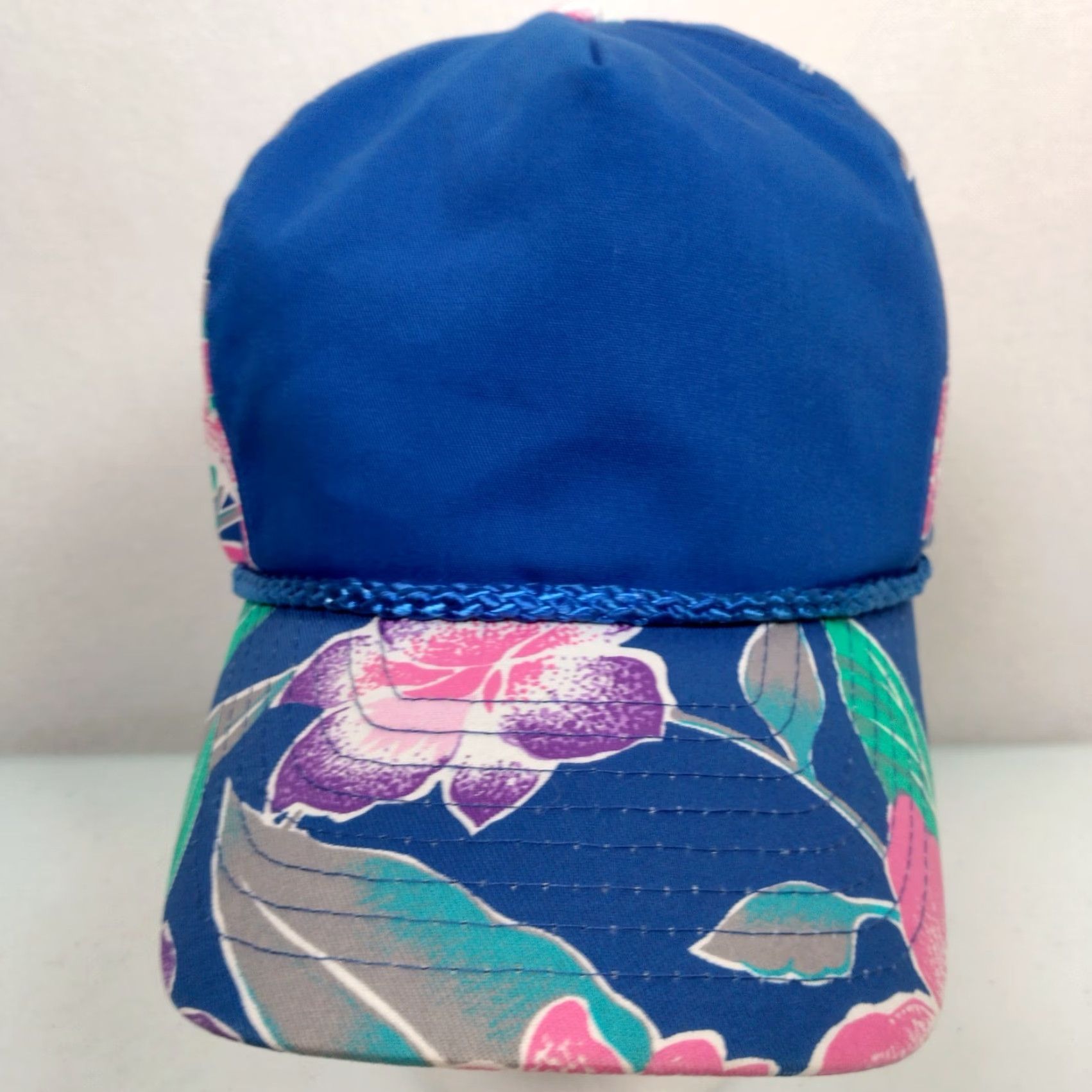 ALOHAS VINTAGE Nissin Cap Hat Canvas Snapback Beach Tropical Flowers Aloha Hawaiian Blue One Size Men Hat Size ONE SIZE - 3 Thumbnail