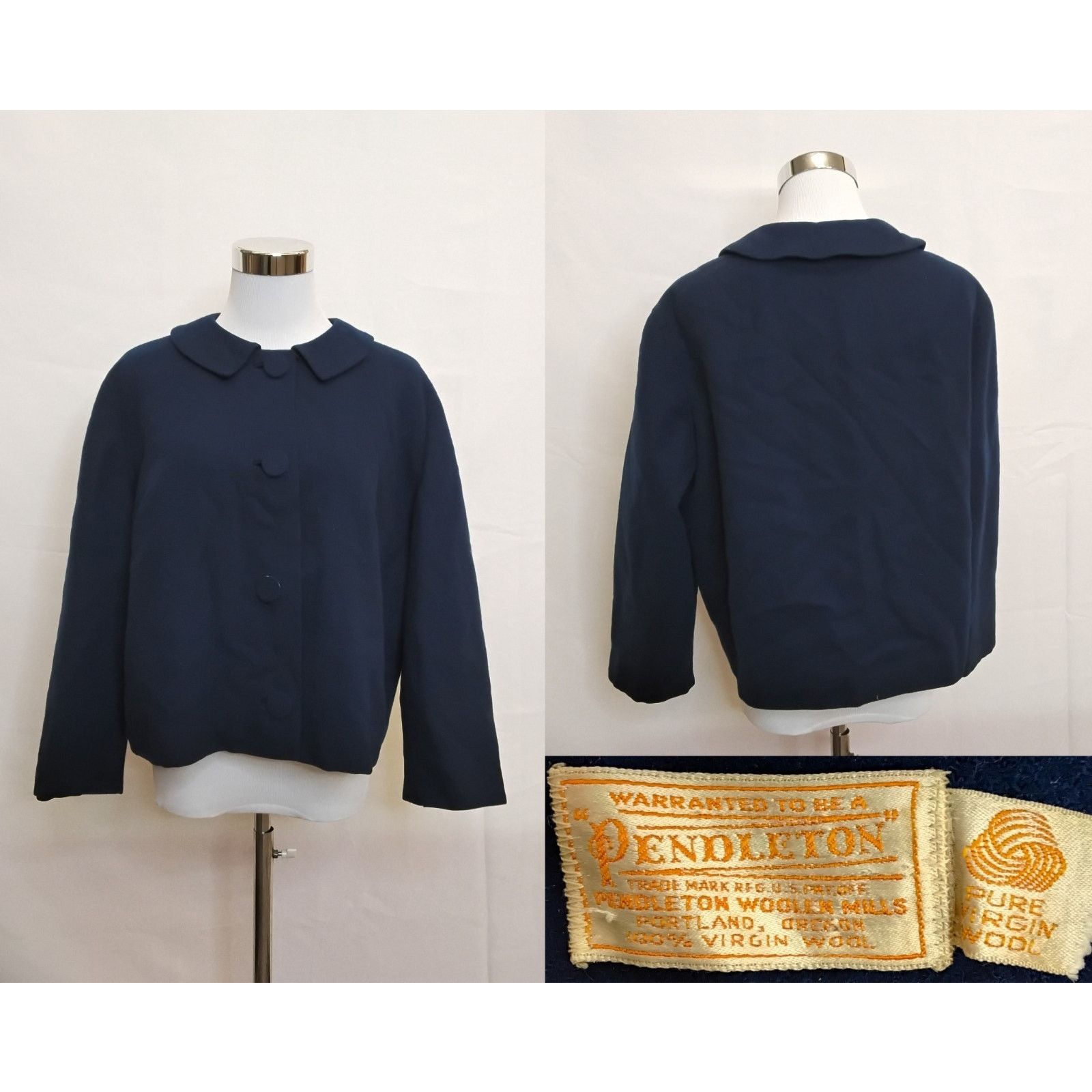 Pendleton Pendleton Cropped Blazer Women's 2 Blue VTG 1970s 100% Wool Size XS / US 0-2 / IT 36-38 - 1 Thumbnail