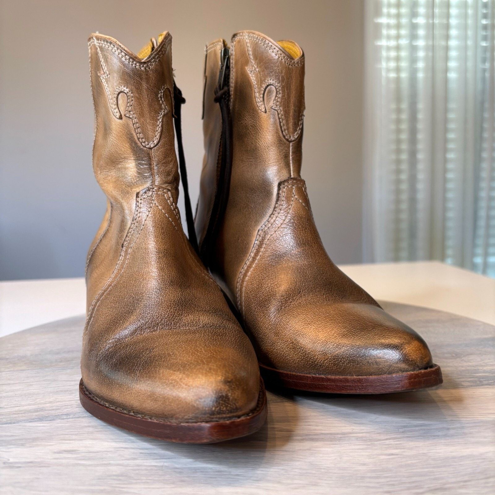 Free People Free People Frontier Western Leather Ankle Boots Sz 6.5 / 7 Size US 6.5 / IT 36.5 - 6 Thumbnail