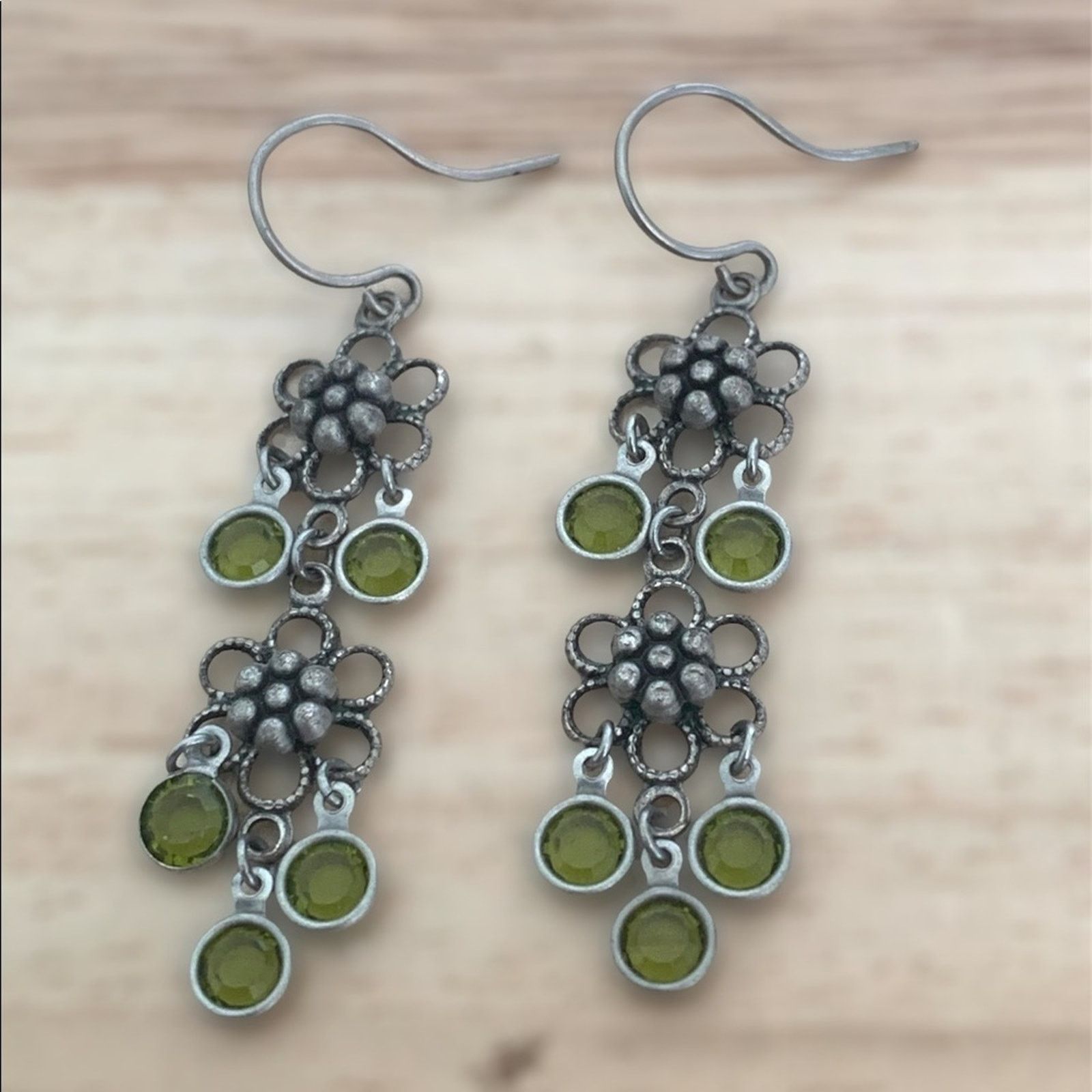 Other Green Gem Dangle Earrings Size ONE SIZE - 1 Thumbnail