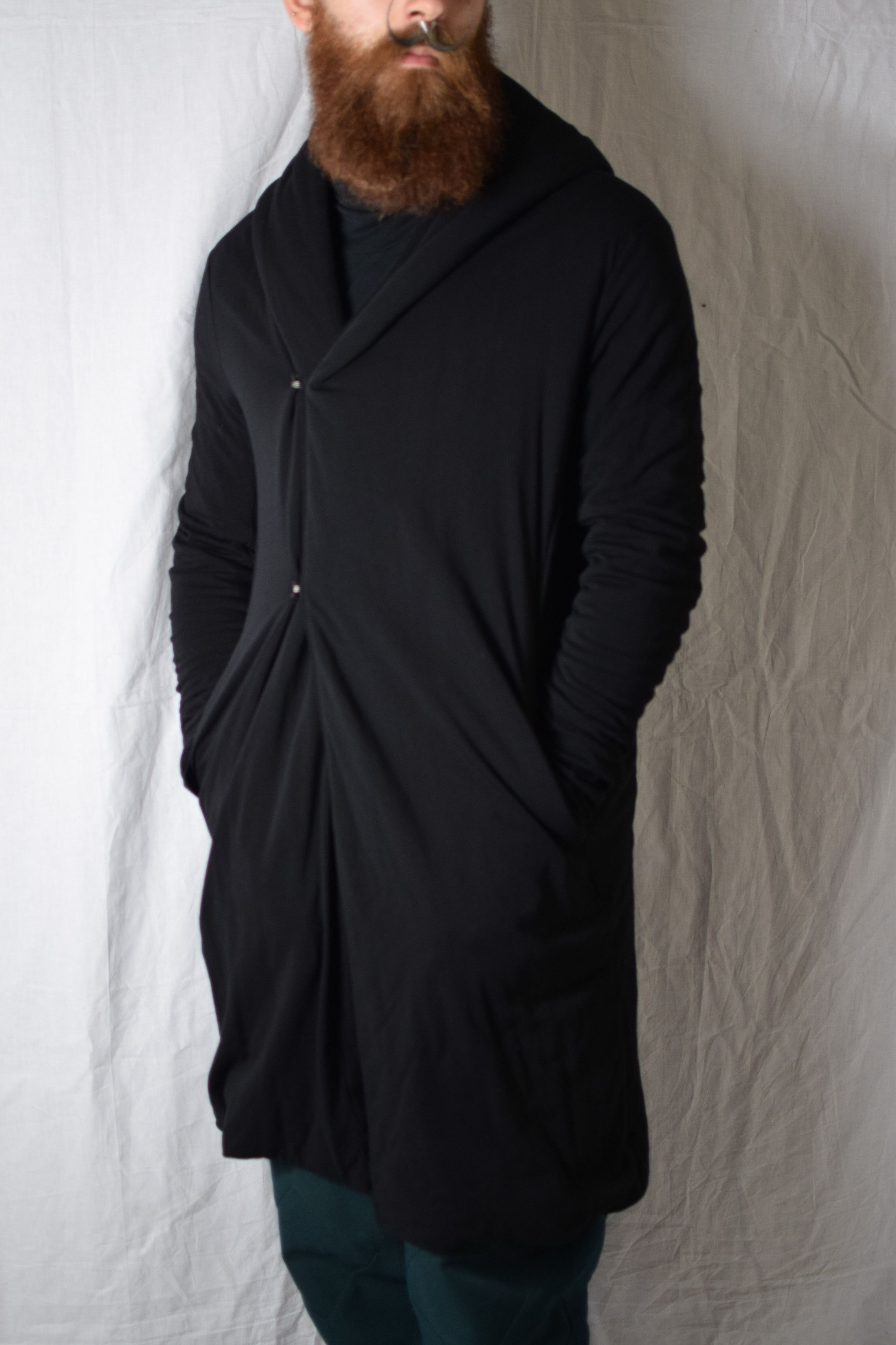 image of Julius Aw12 Resonance Hooded Coat - 397Cum10 in Black, Men's (Size Large)