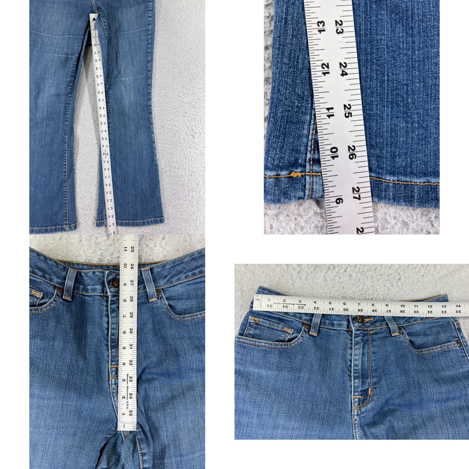 Vintage L.L. Bean Women's Blue Denim Bootcut Jeans Pants 4 Mid Rise 27 Inch Inseam Stretch Cotton Blend Size 27" / US 4 / IT 40 - 8 Thumbnail