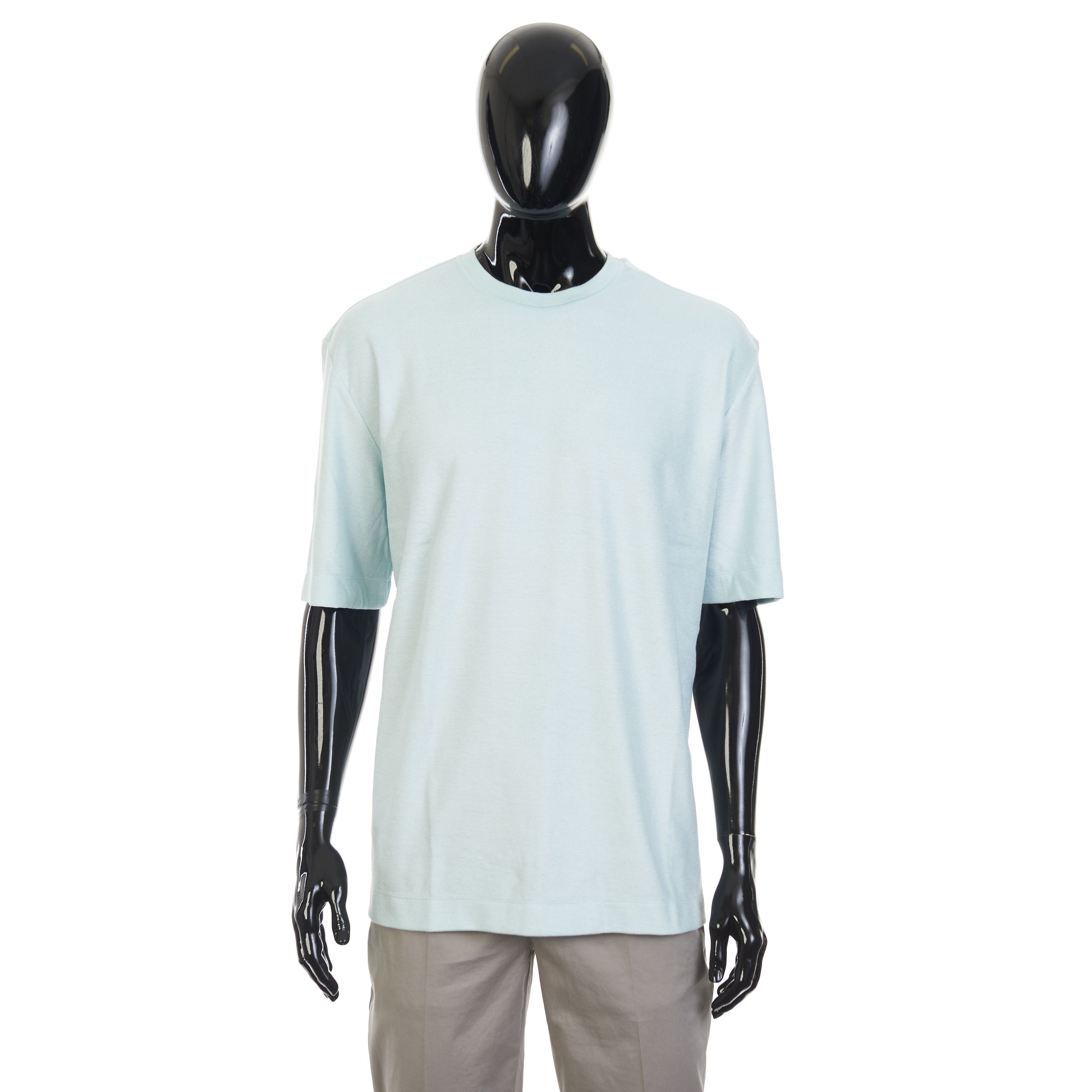 Ermenegildo Zegna Light Blue Silk & Cotton Crewneck Tshirt Size 54 Size US L / EU 52-54 / 3 - 1 Thumbnail
