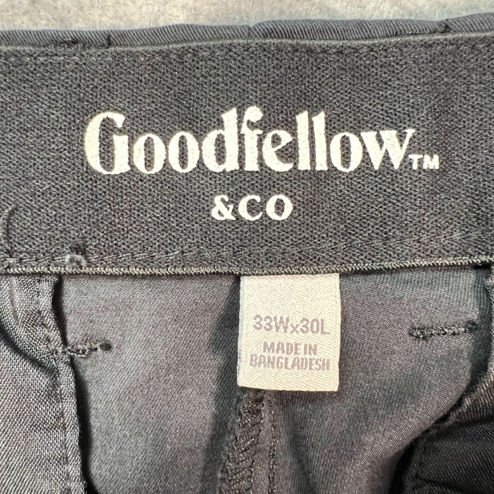 Vintage Goodfellow & Co Mens Slim Chino Pants 33x28 Black Cotton Nylon Flat Front Button Zip Straight Inseam 28 - Casual Business Shirt? Size US 33 - 3 Thumbnail