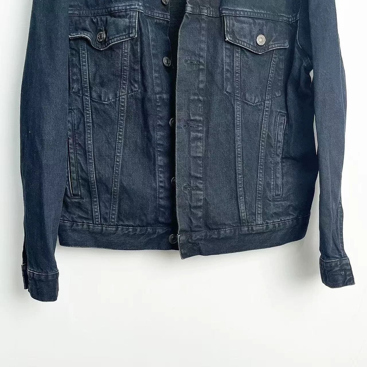 Balenciaga Balenciaga Black Denim Jacket with Pink Logo Size US XXS / EU 40 - 3 Thumbnail