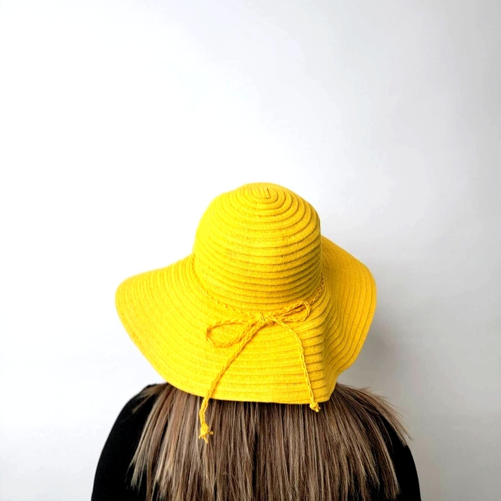 Designer NEW Floppy Summer Sunshine Yellow Widebrim Hat Size ONE SIZE - 7 Thumbnail