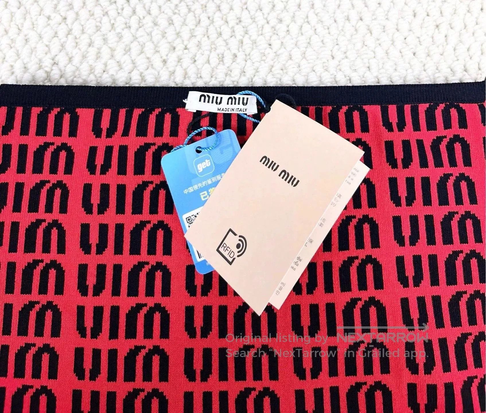 Miu Miu miu miu black and red logo knit skirt. Size 35" - 2 Thumbnail